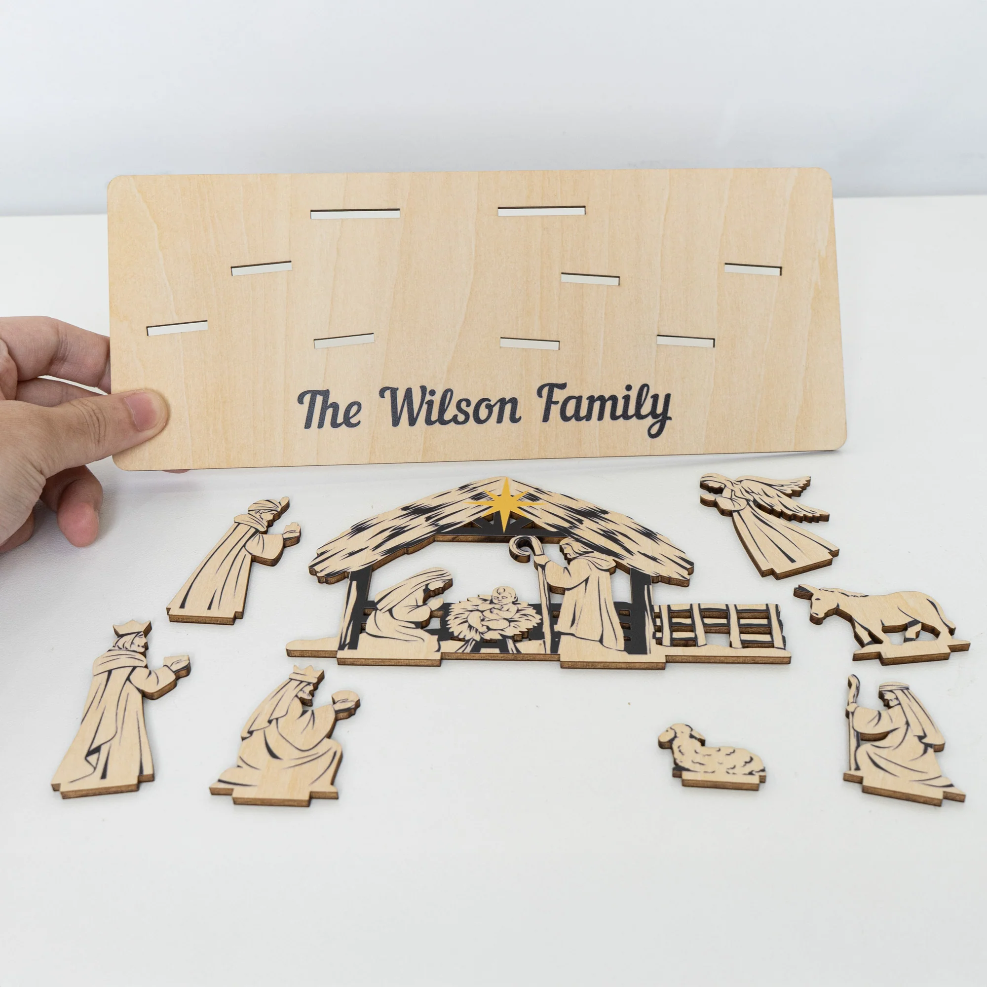 Personalized Nativity Scene Christmas Decoration Wooden Laser Cut - Image 4