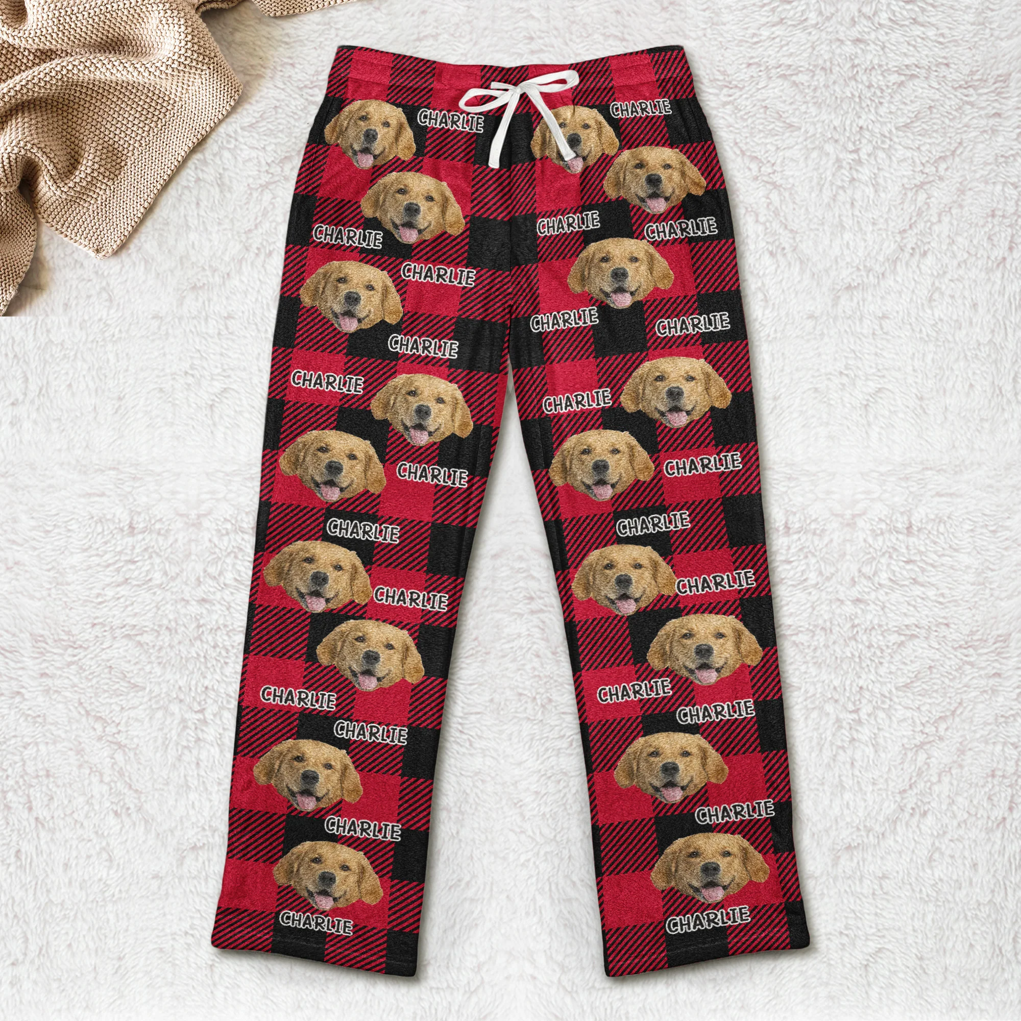 Pet Christmas - Personalized Photo Fleece Pajama Pants - Image 4