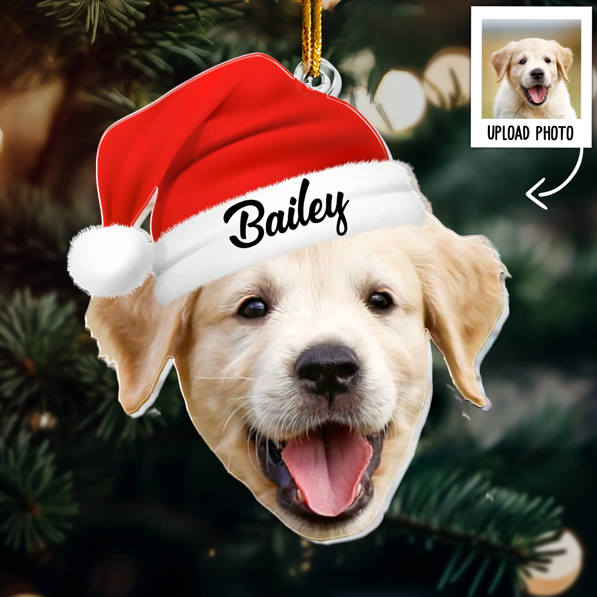 Pet Funny Christmas Face, Personalized Photo Ornament - Image 2