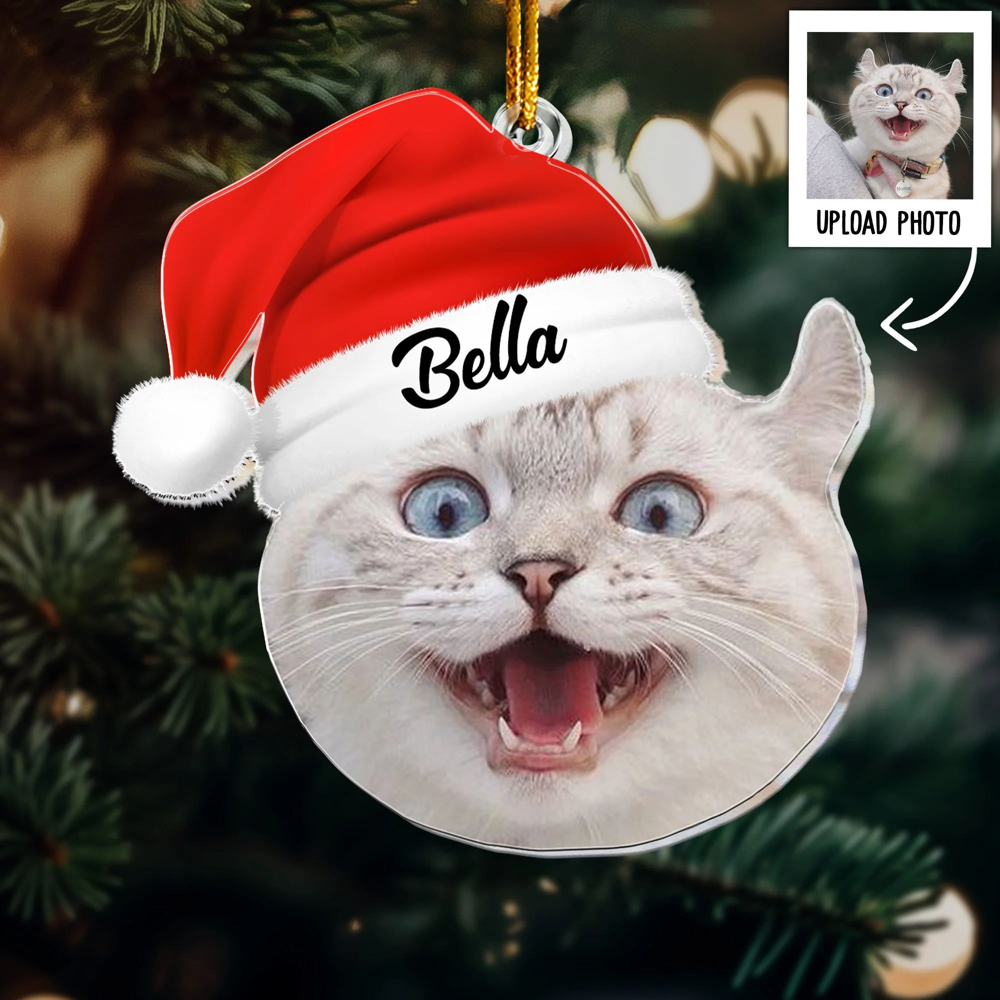 Pet Funny Christmas Face, Personalized Photo Ornament - Image 5
