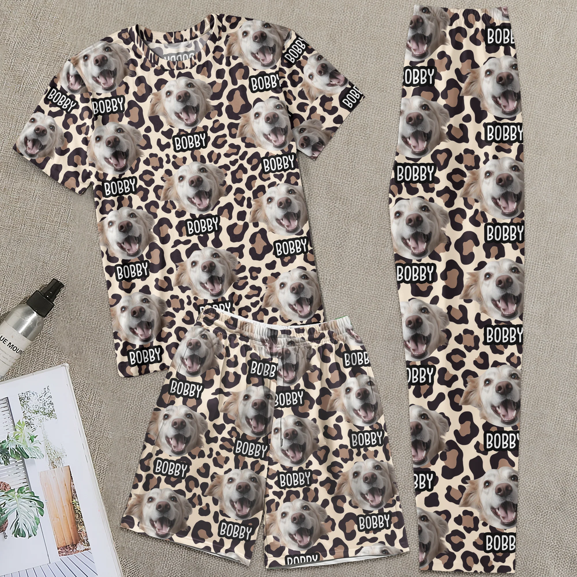 Pet Leopard Pajamas - Personalized Photo Pajama Shorts Set - Image 2