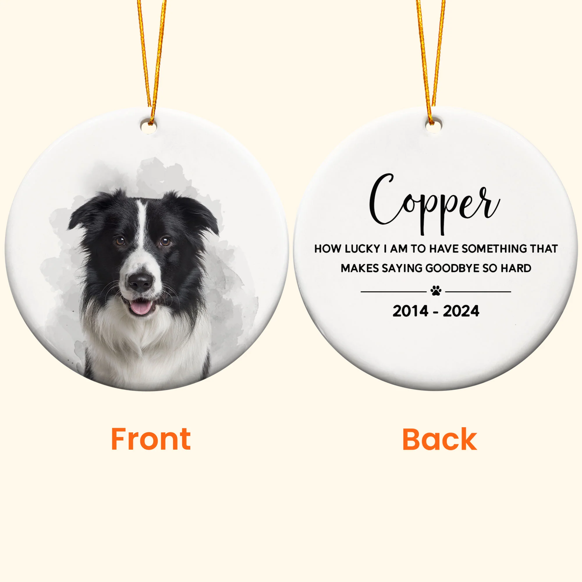 Pet Loss Custom Photo - Personalized Ceramic Photo Ornament - Image 5