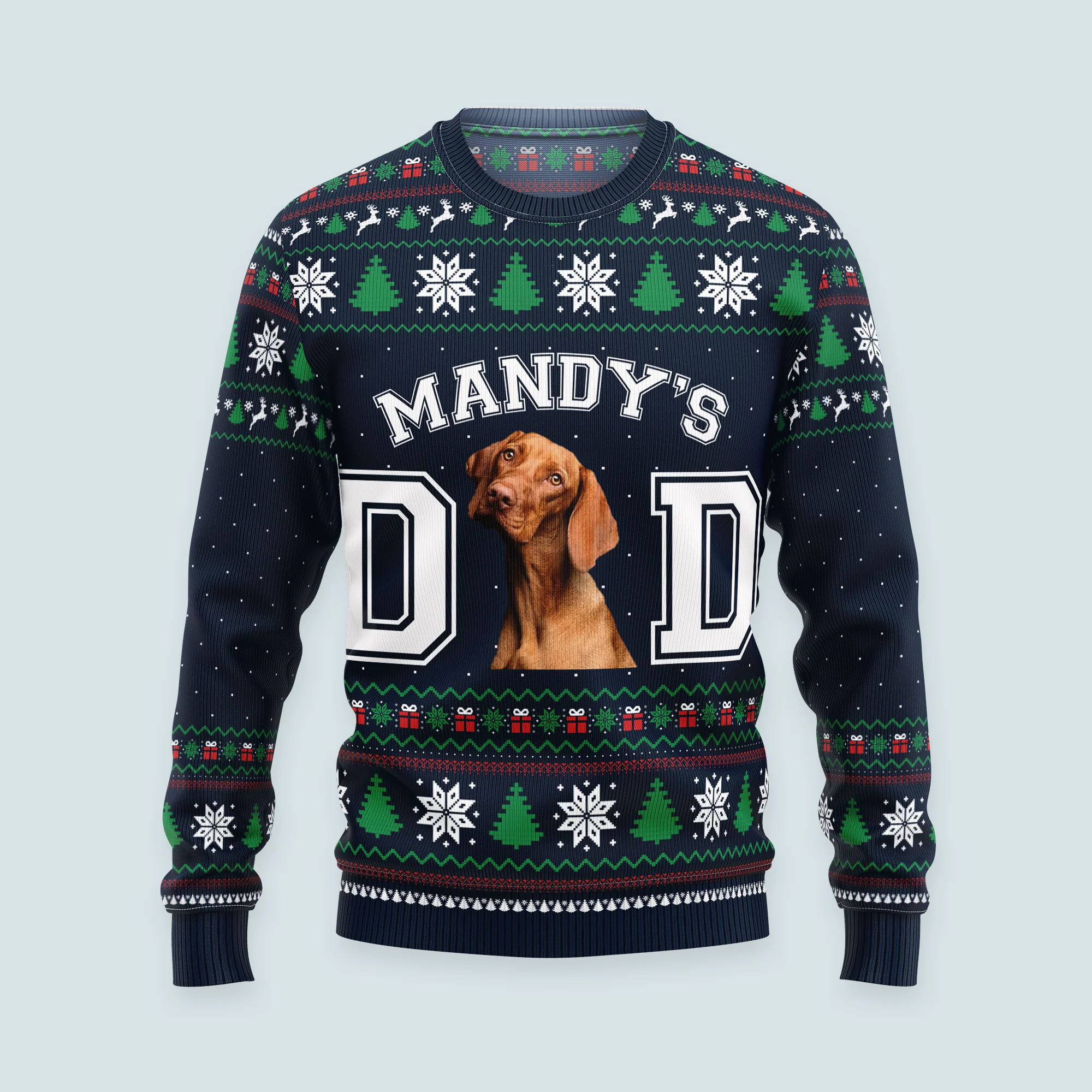 Pet Parents - Personalized Photo Ugly Christmas Sweater - Image 3