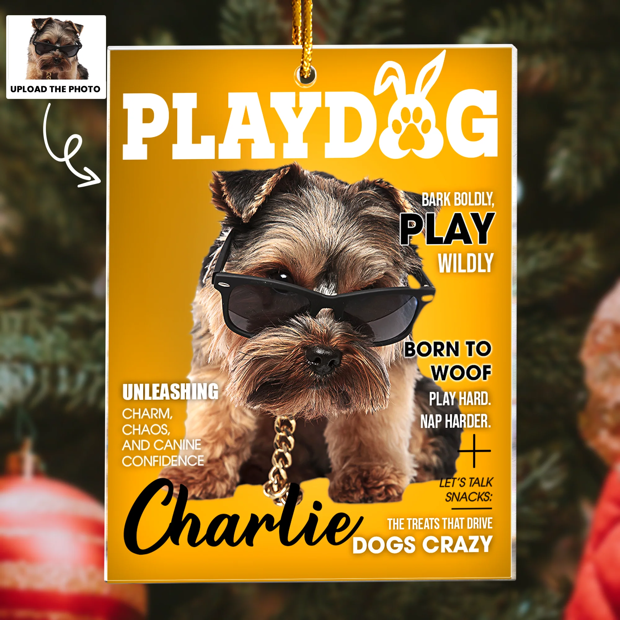 Pet Playdog Playcat Magazine - Custom Pet Portrait - Gifts For Dog Lovers, Cat Lovers - Personalized Acrylic Photo Ornament - Image 5