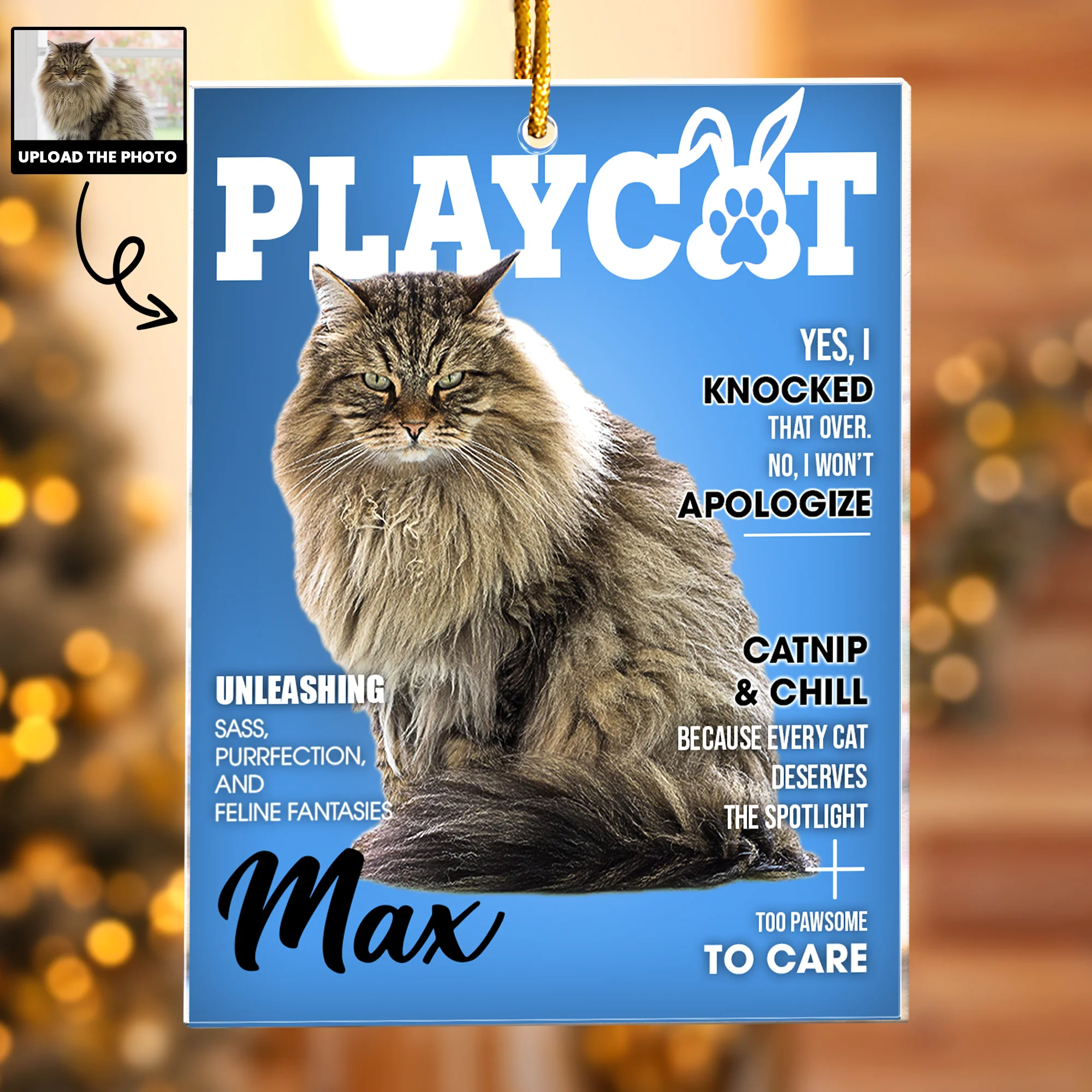 Pet Playdog Playcat Magazine - Custom Pet Portrait - Gifts For Dog Lovers, Cat Lovers - Personalized Acrylic Photo Ornament - Image 6