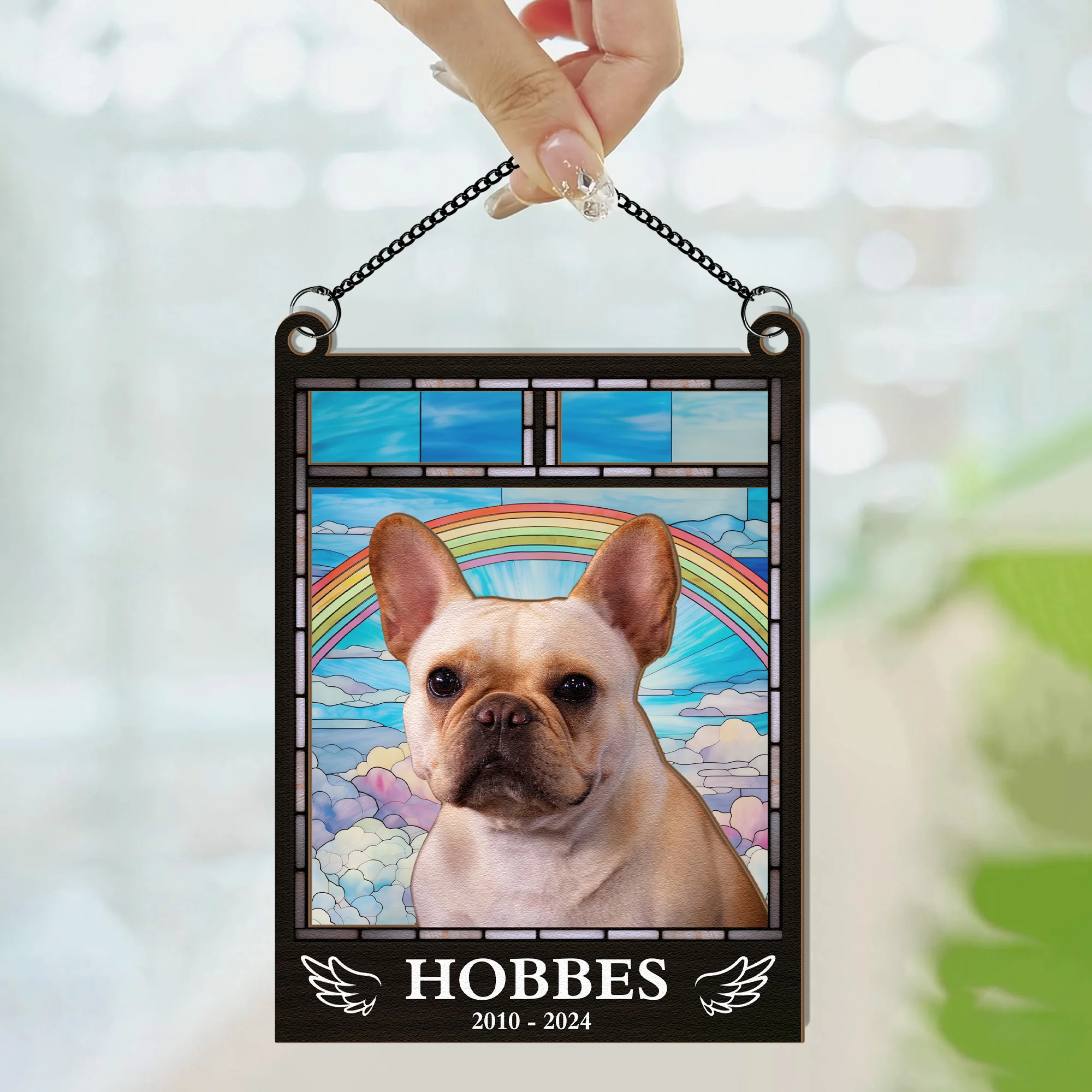 Pet Rainbow Window Memorial - Personalized Window Hanging Suncatcher Photo Ornament - Image 4