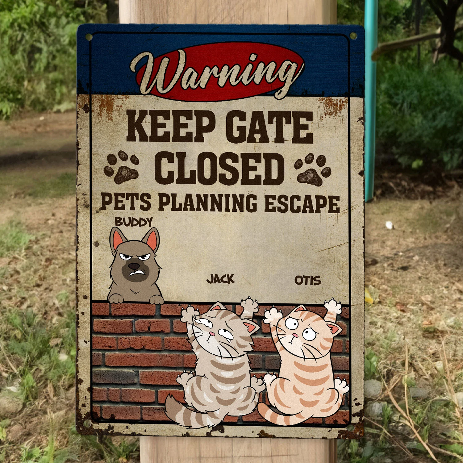 Pets Planning Escape - Personalized Metal Sign - Image 5