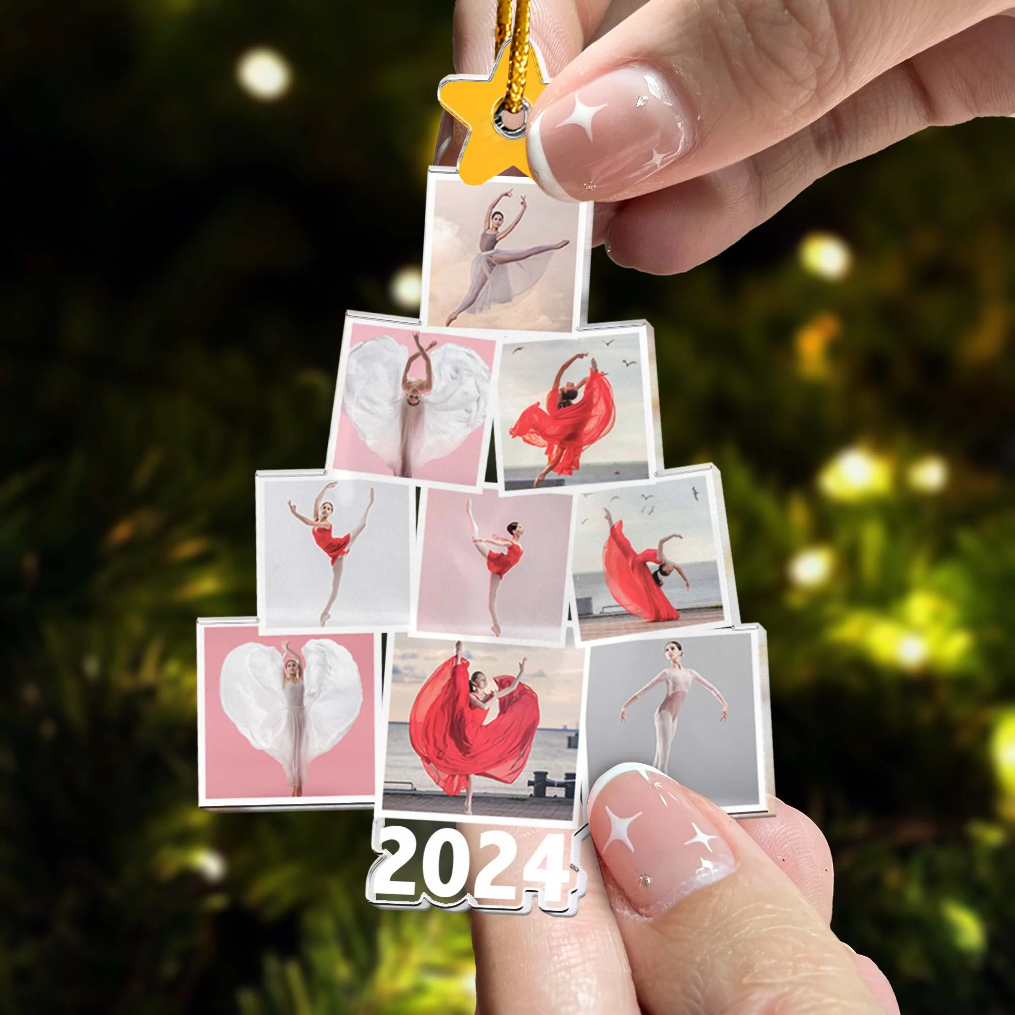 Photo Ballerina Dancing Ballet Christmas Tree - Personalized Acrylic Photo Ornament - Image 2