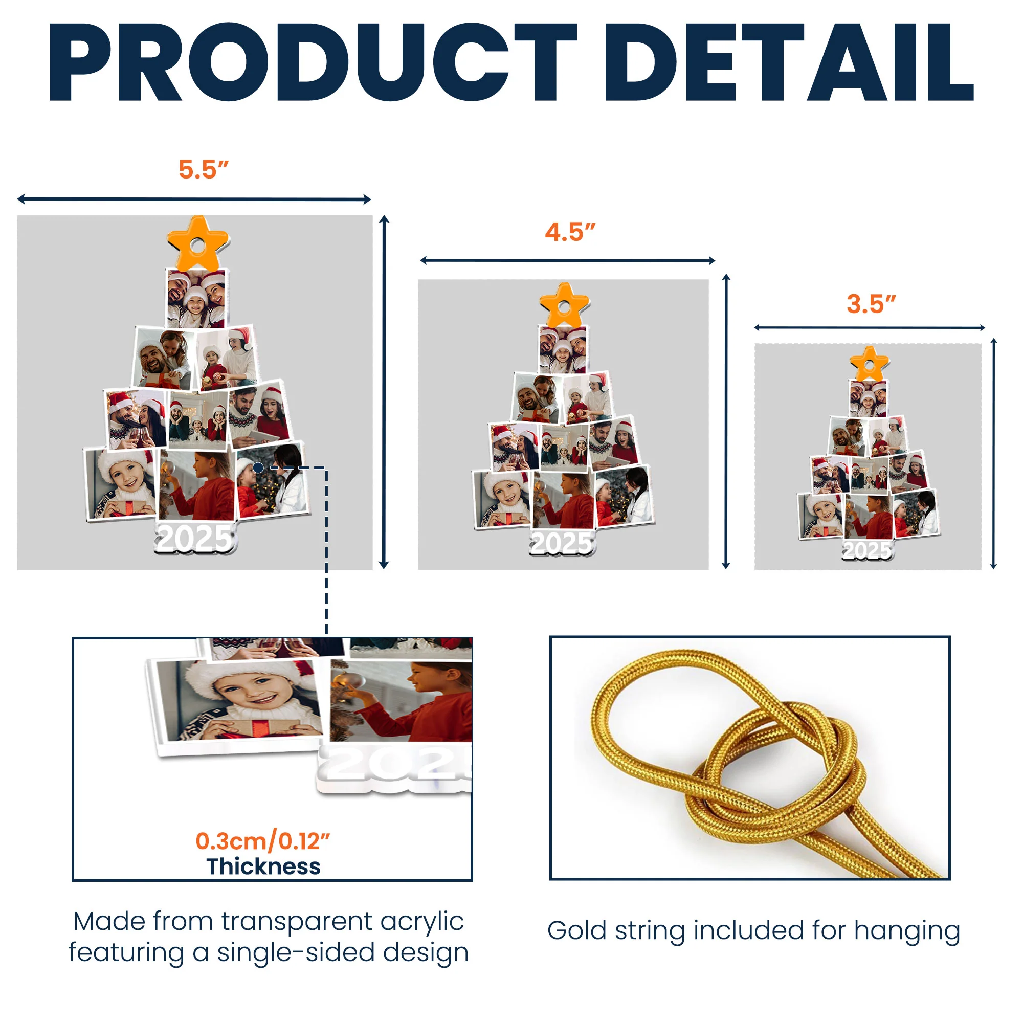 Photo Family Tree Christmas - Personalized Family Photo Ornament - Image 5