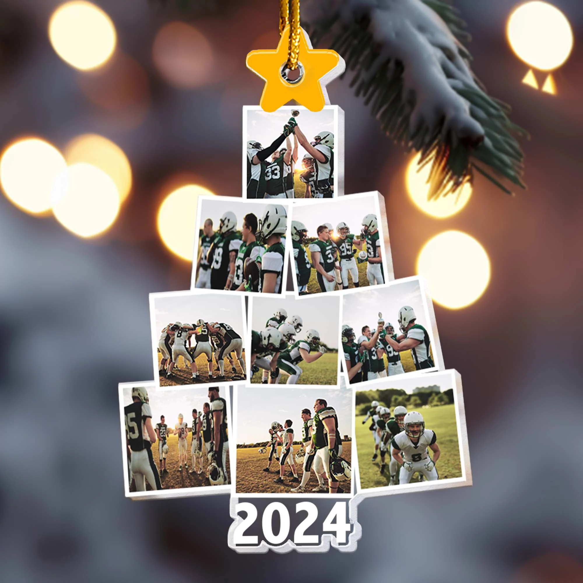 Photo Football Team Christmas Tree - Personalized Acrylic Photo Ornament - Image 4
