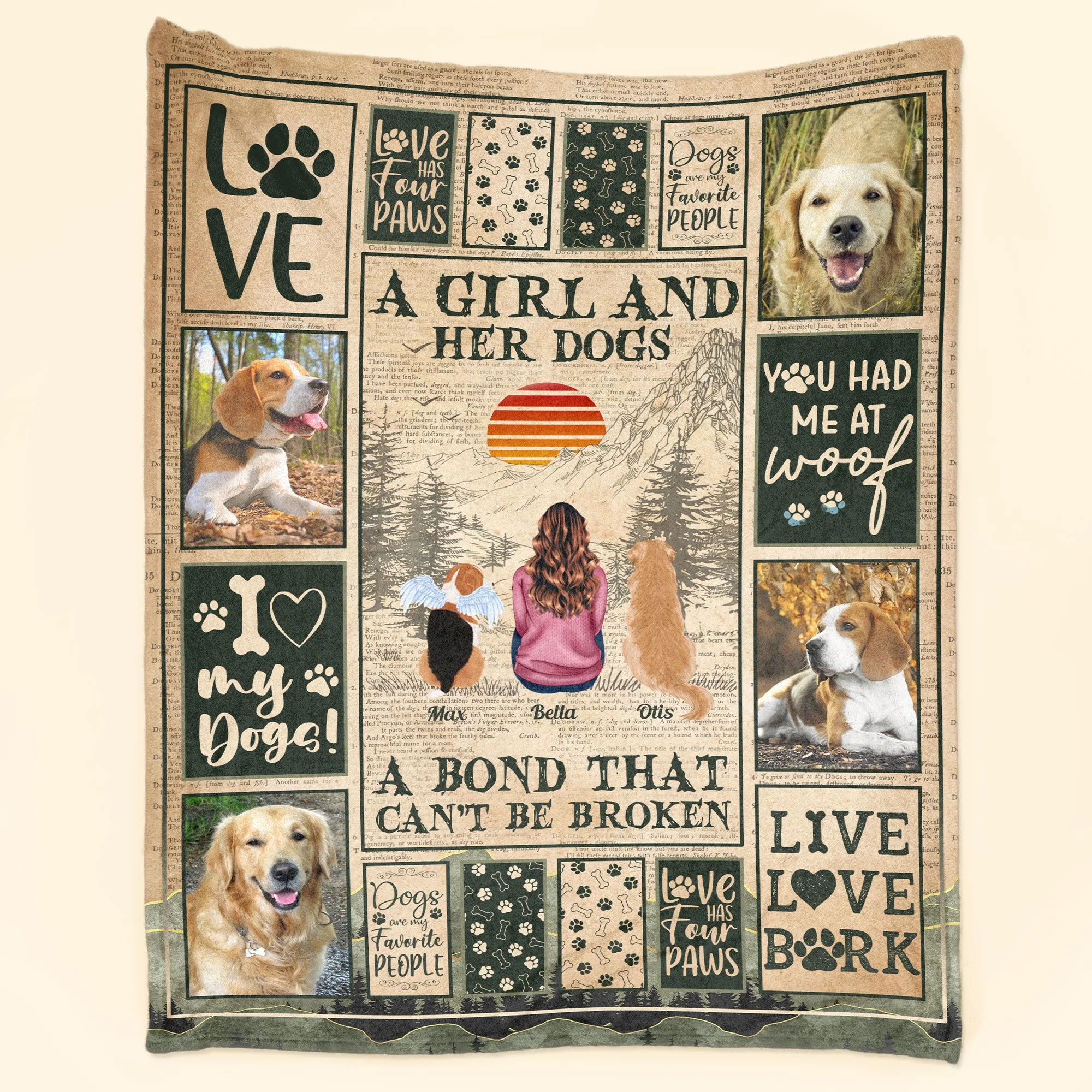 A Girl And Her Dogs Unbreakable Bond - Personalized Photo Blanket - Image 4