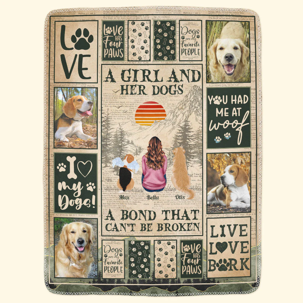 A Girl And Her Dogs Unbreakable Bond - Personalized Photo Blanket - Image 5