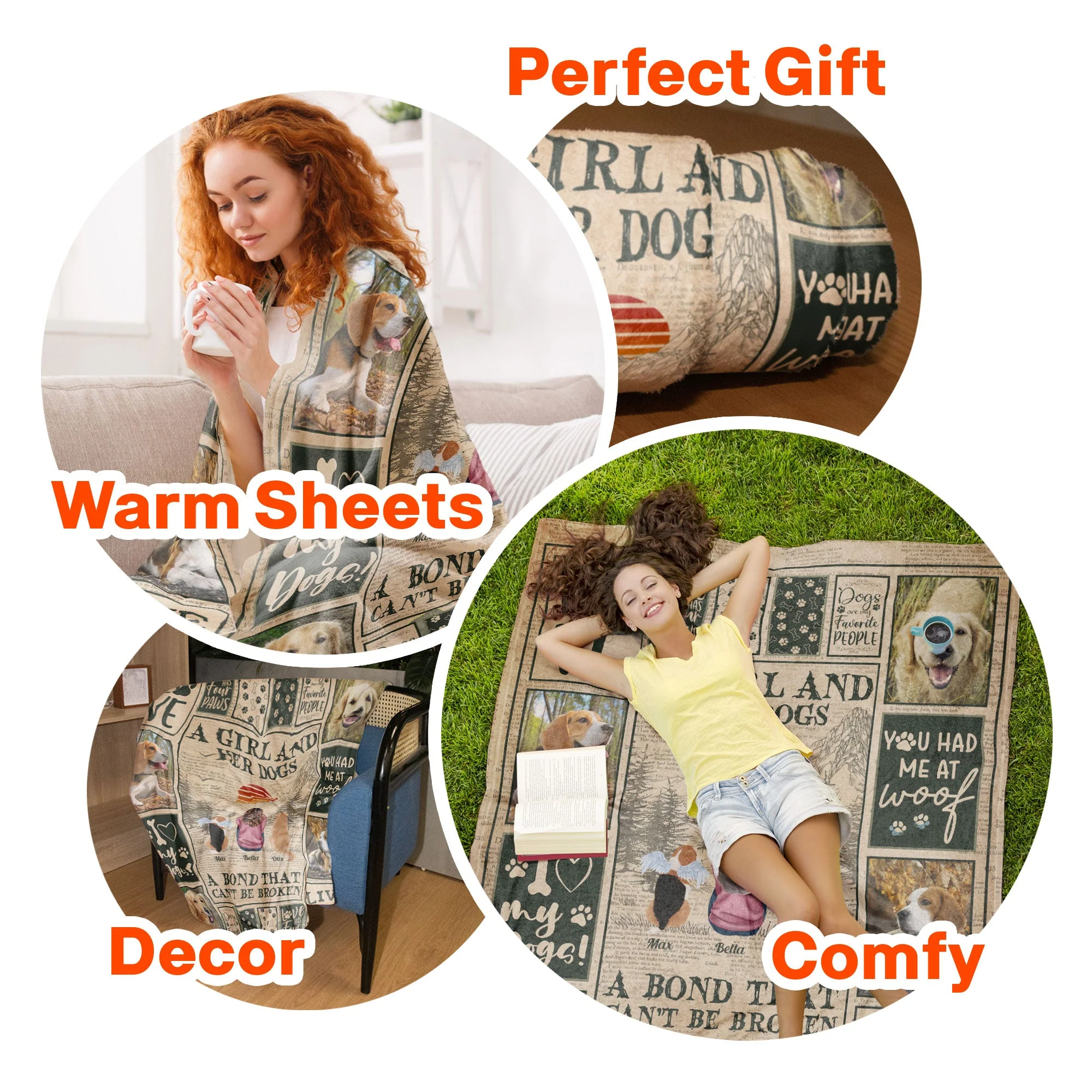A Girl And Her Dogs Unbreakable Bond - Personalized Photo Blanket - Image 8