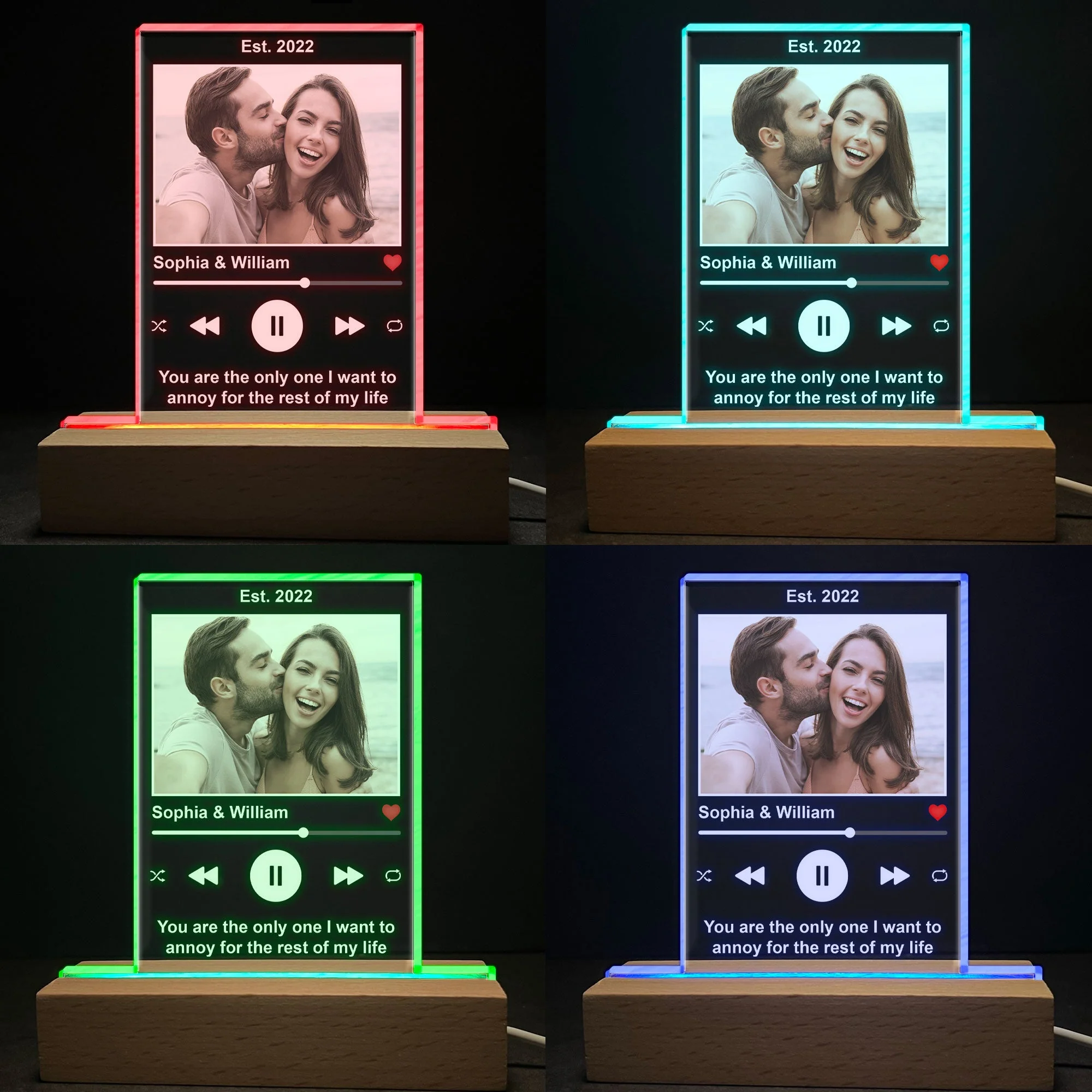 All Of Me Loves All Of You - Personalized Photo LED Light - Anniversary Gifts For Her, Him - Image 3