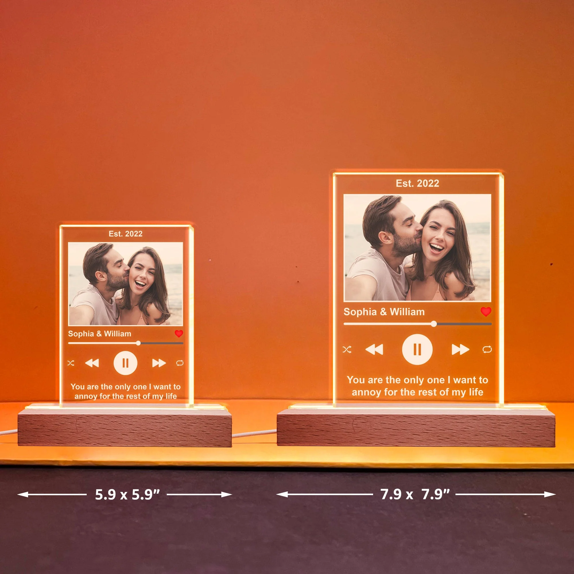All Of Me Loves All Of You - Personalized Photo LED Light - Anniversary Gifts For Her, Him - Image 5