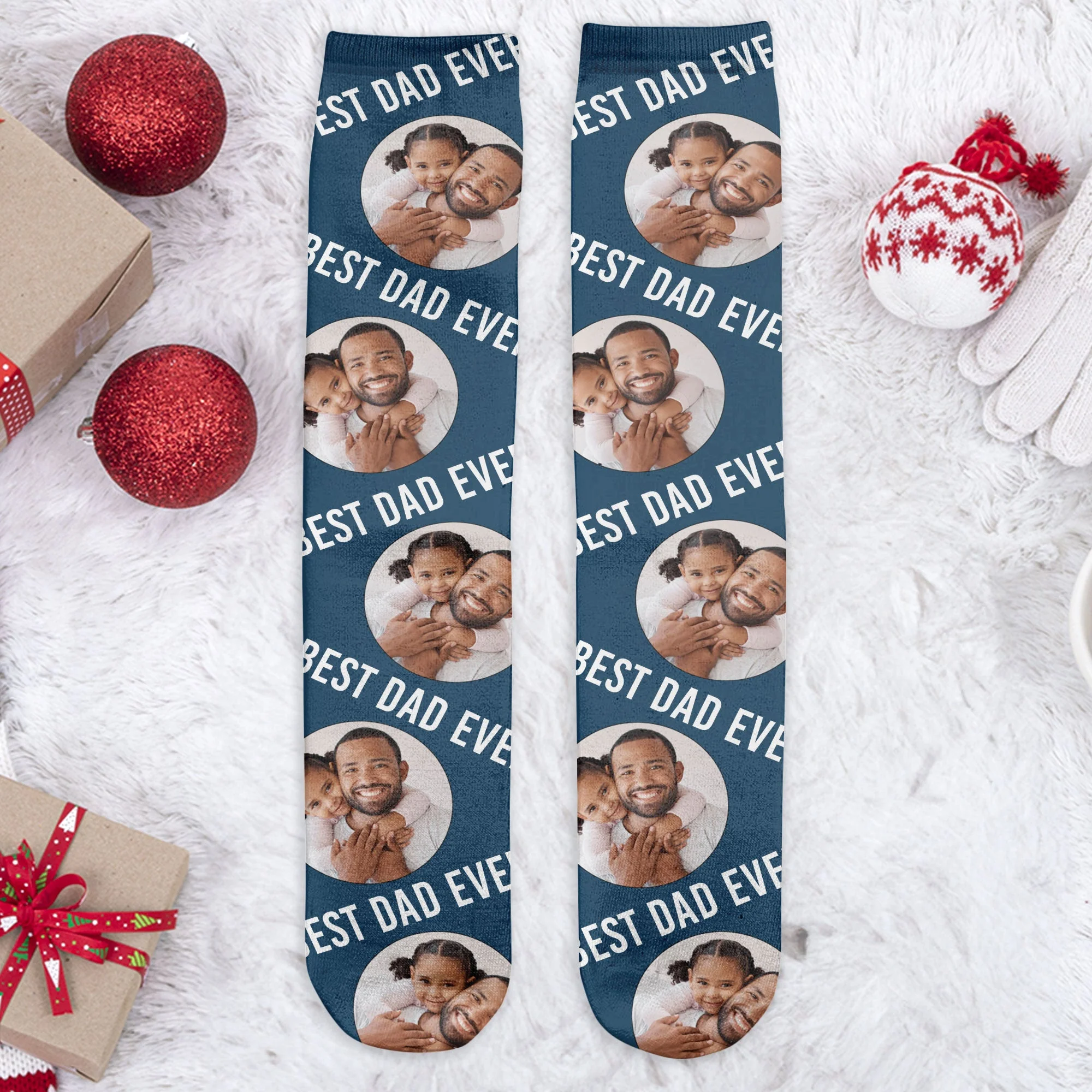 Best Dad Ever - Personalized Photo Crew Socks - Image 2