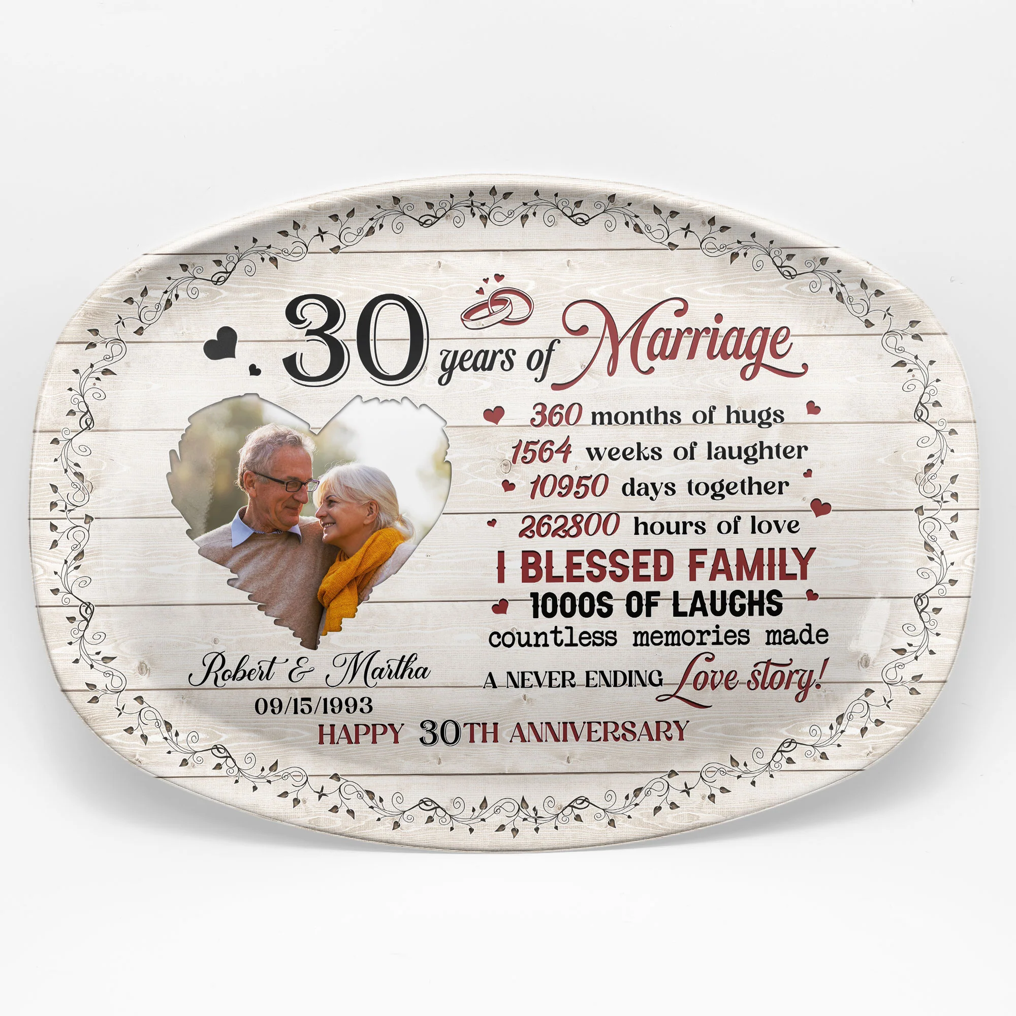 Couple Happy Anniversary - Personalized Photo Platter - Image 4