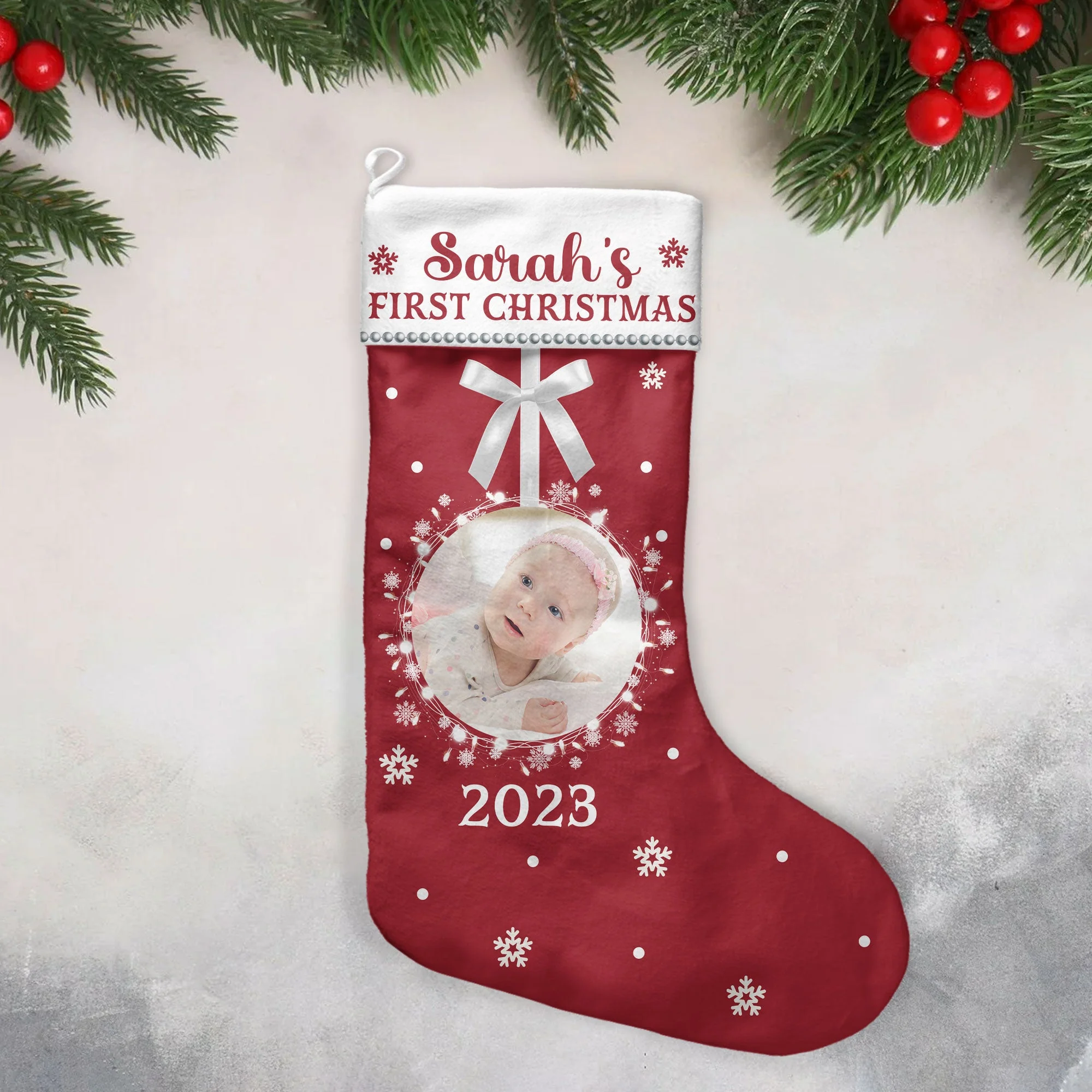 First Christmas - Personalized Photo Stocking - Image 4