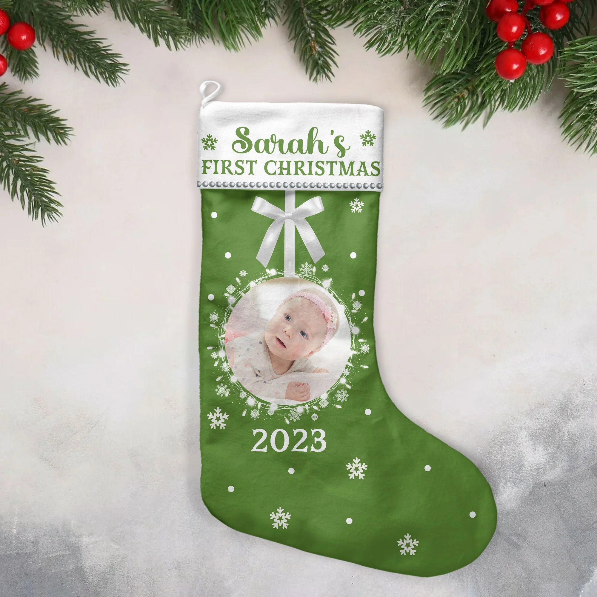 First Christmas - Personalized Photo Stocking - Image 5