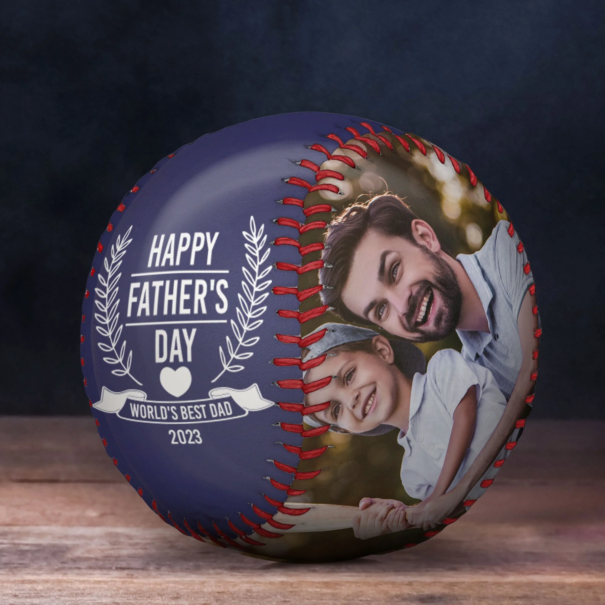 Happy Father's Day To The World's Best Dad - Personalized Photo Baseball - Image 5
