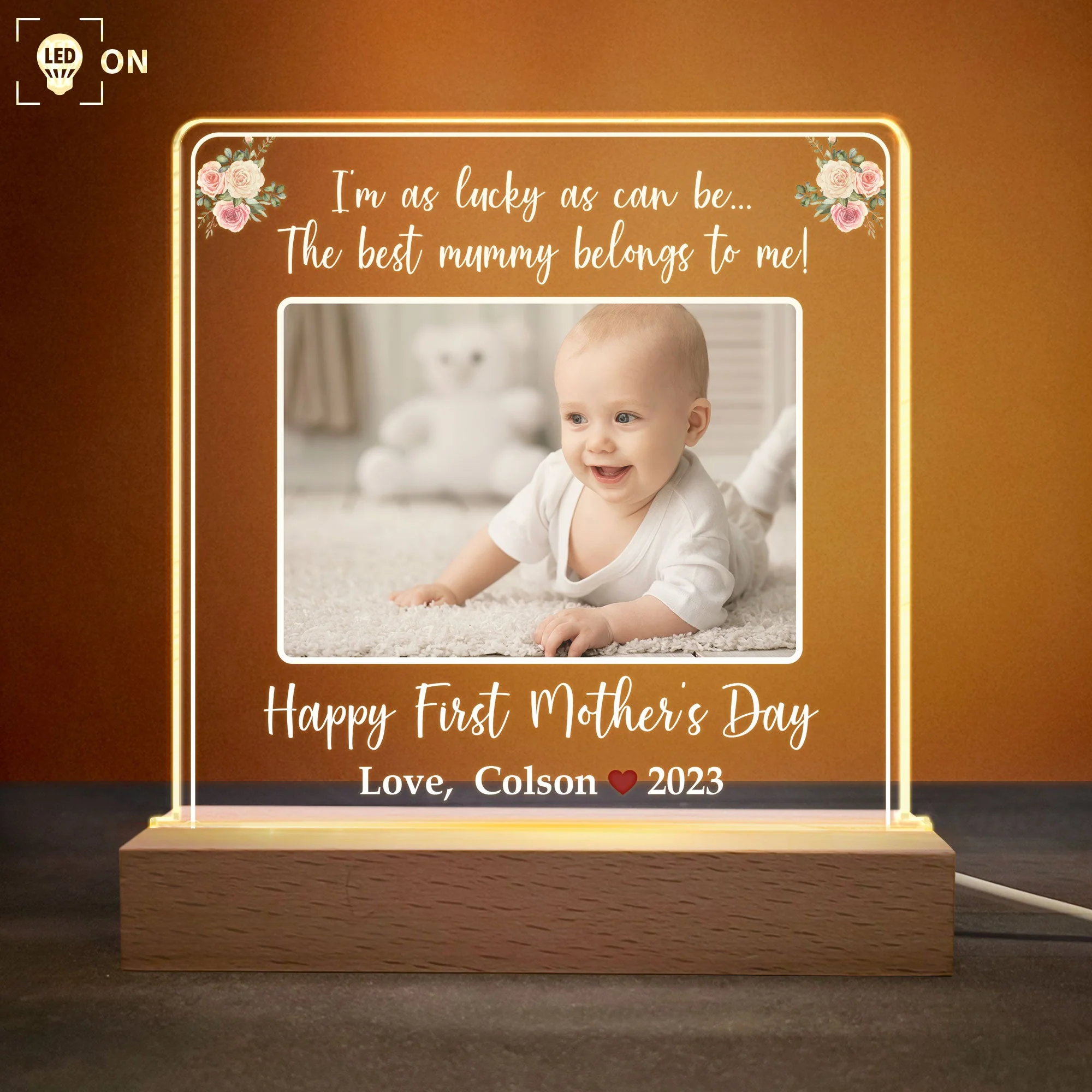 Happy First Mother's Day - Personalized Photo LED Light - Image 3