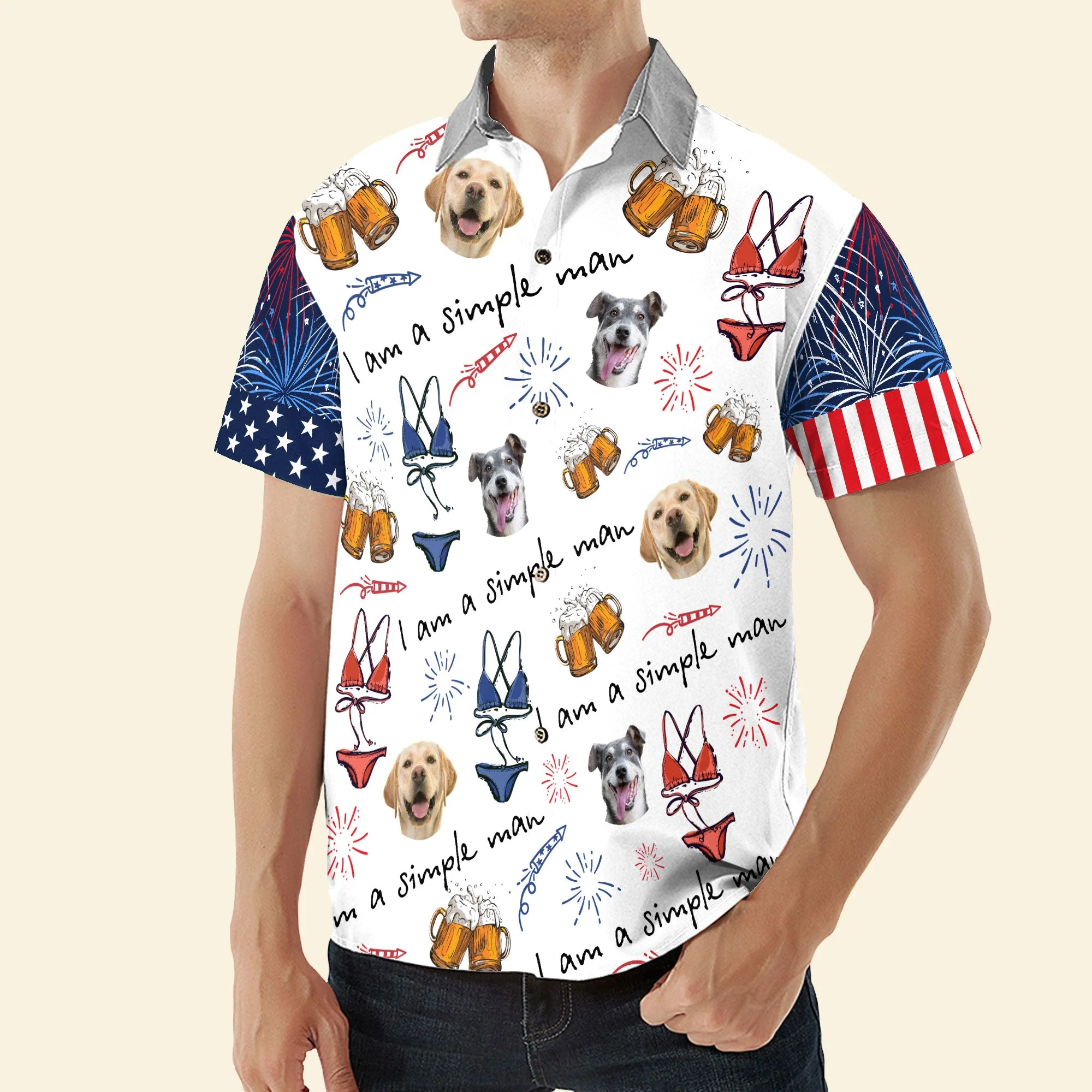 I Am A Simple Man Dog Lover - Personalized Photo Hawaiian Shirt - Image 3