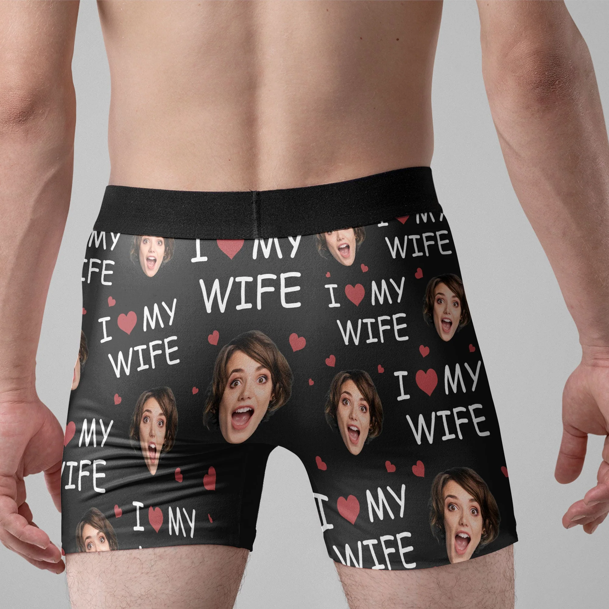 I Love My Wife - Personalized Photo Men's Boxer Briefs - Anniversary Gifts For Men, Husband, Him - Gift For Husband - Image 2
