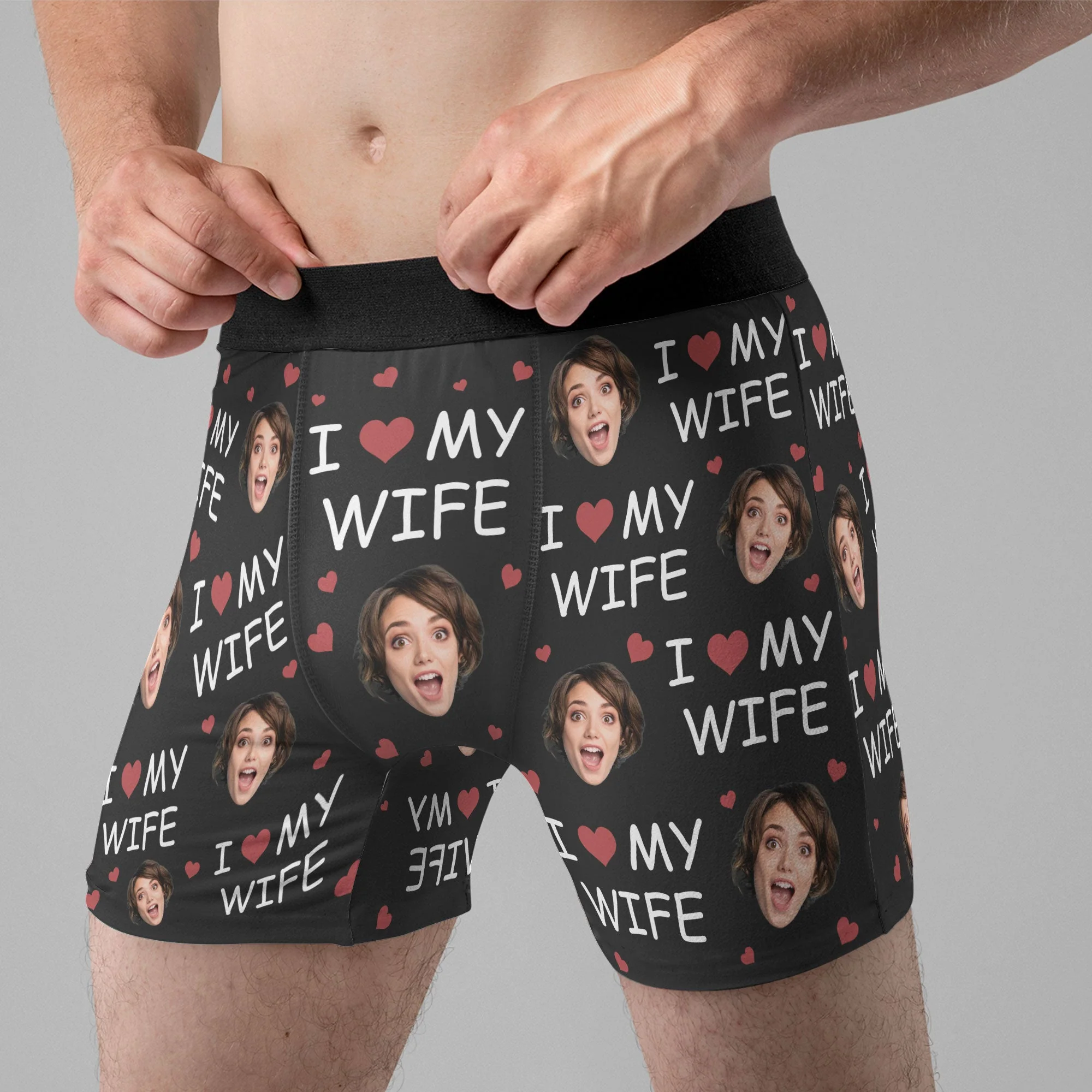 I Love My Wife - Personalized Photo Men's Boxer Briefs - Anniversary Gifts For Men, Husband, Him - Gift For Husband - Image 5