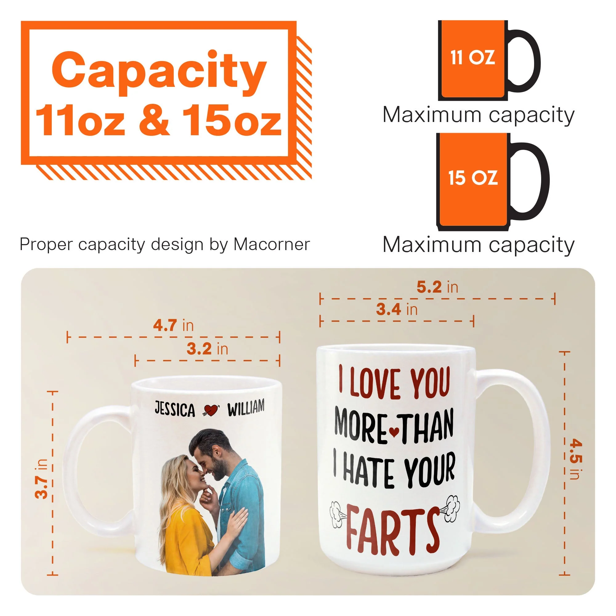 I Love You More Than I Hate Your Farts - Personalized Photo Mug - Image 6