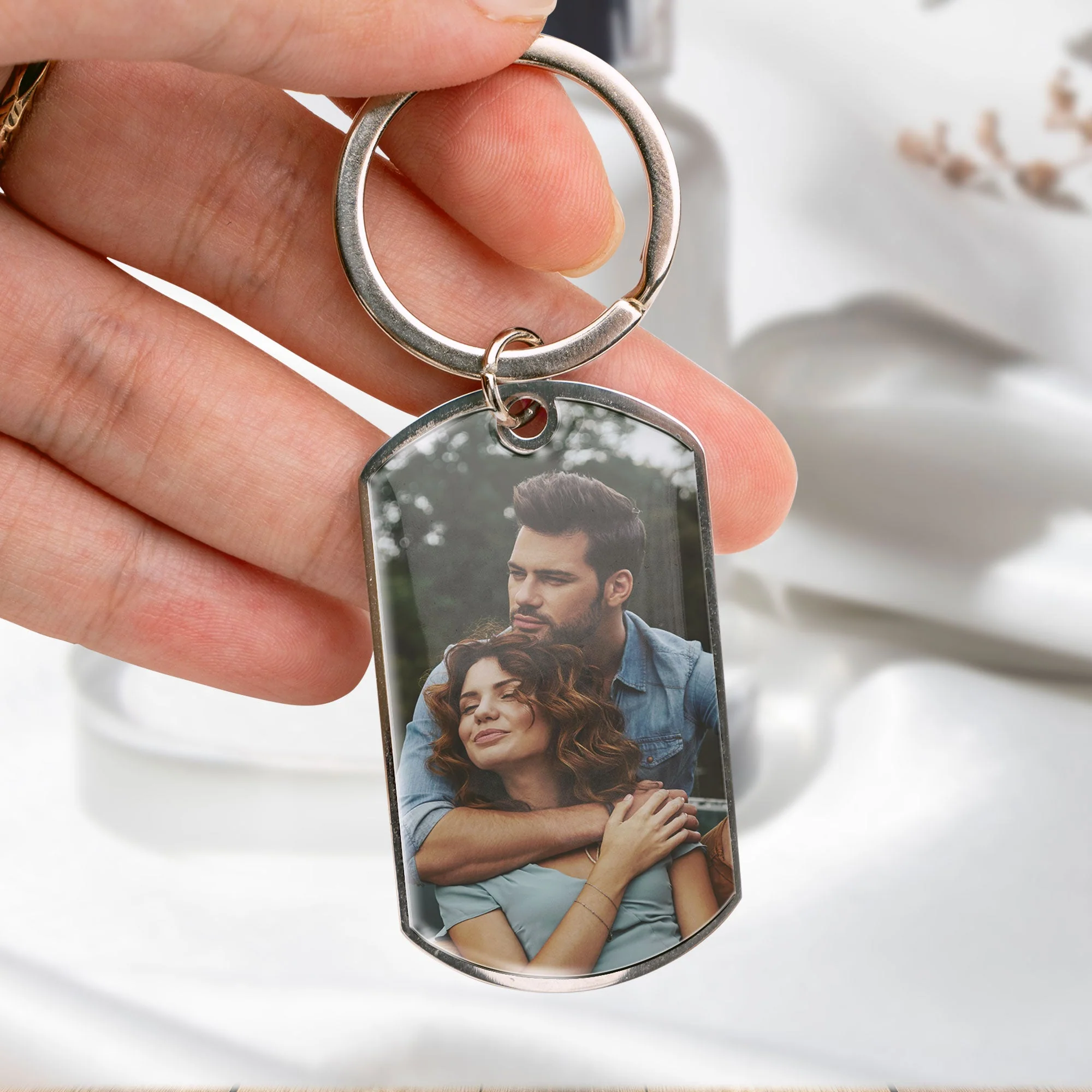 I Promise To Be - Personalized Photo Stainless Steel Keychain - Image 5