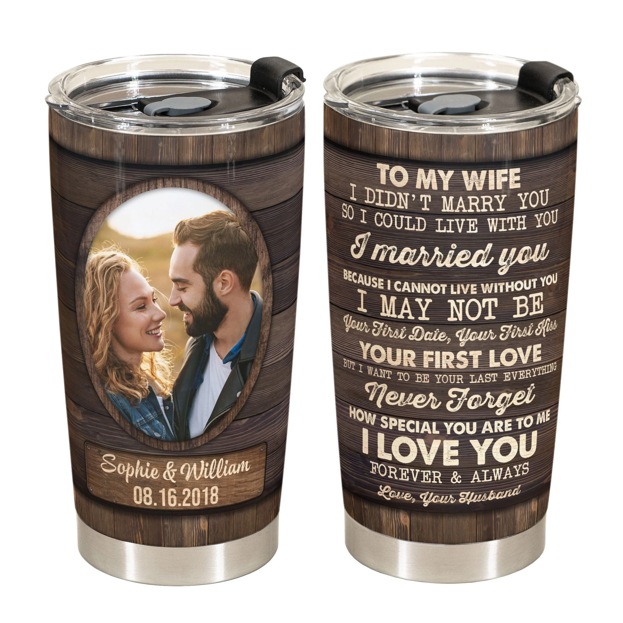 Love You Forever & Always - Personalized Photo Tumbler Cup - Image 3