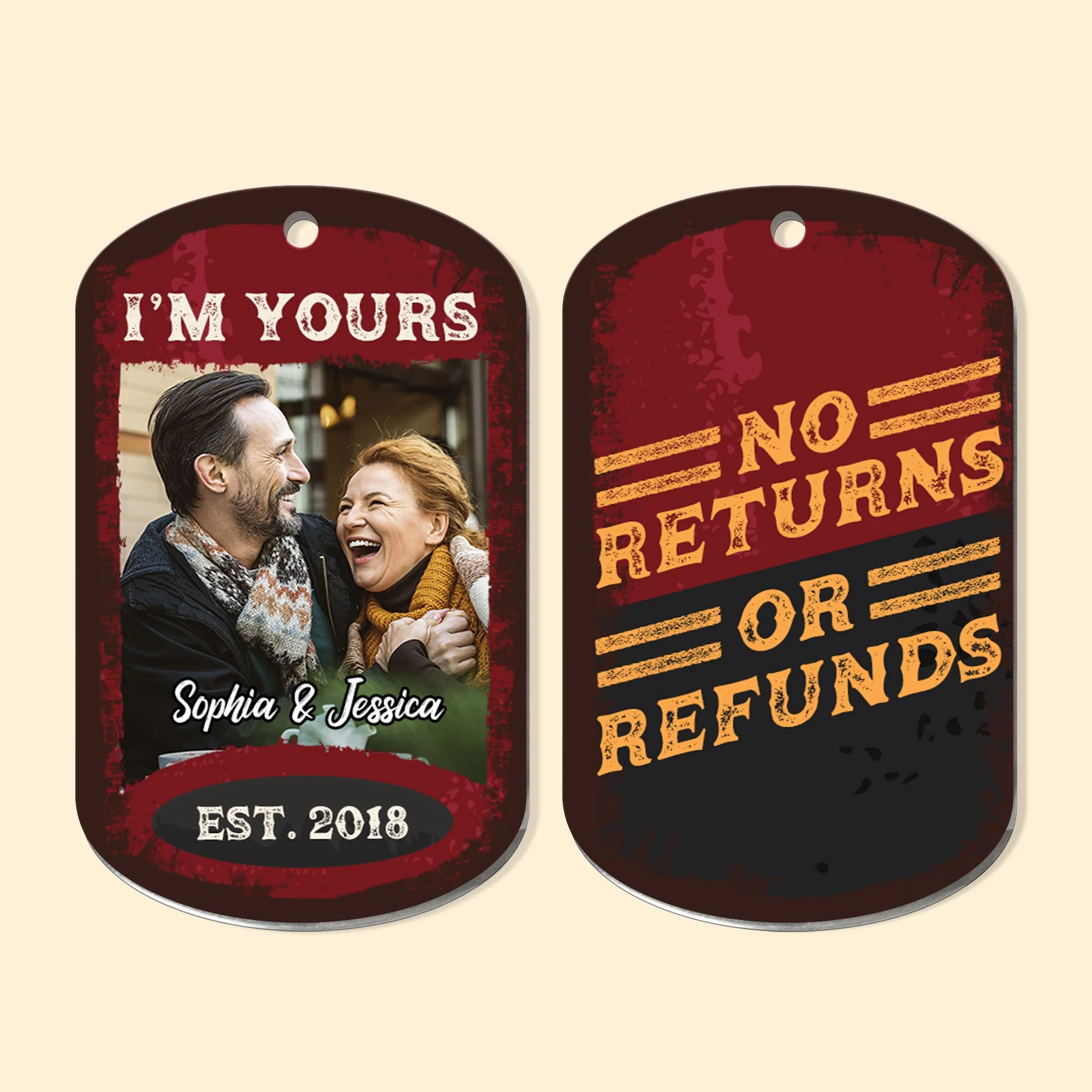 No Returns Or Refunds - Personalized Photo Keychain - Image 2