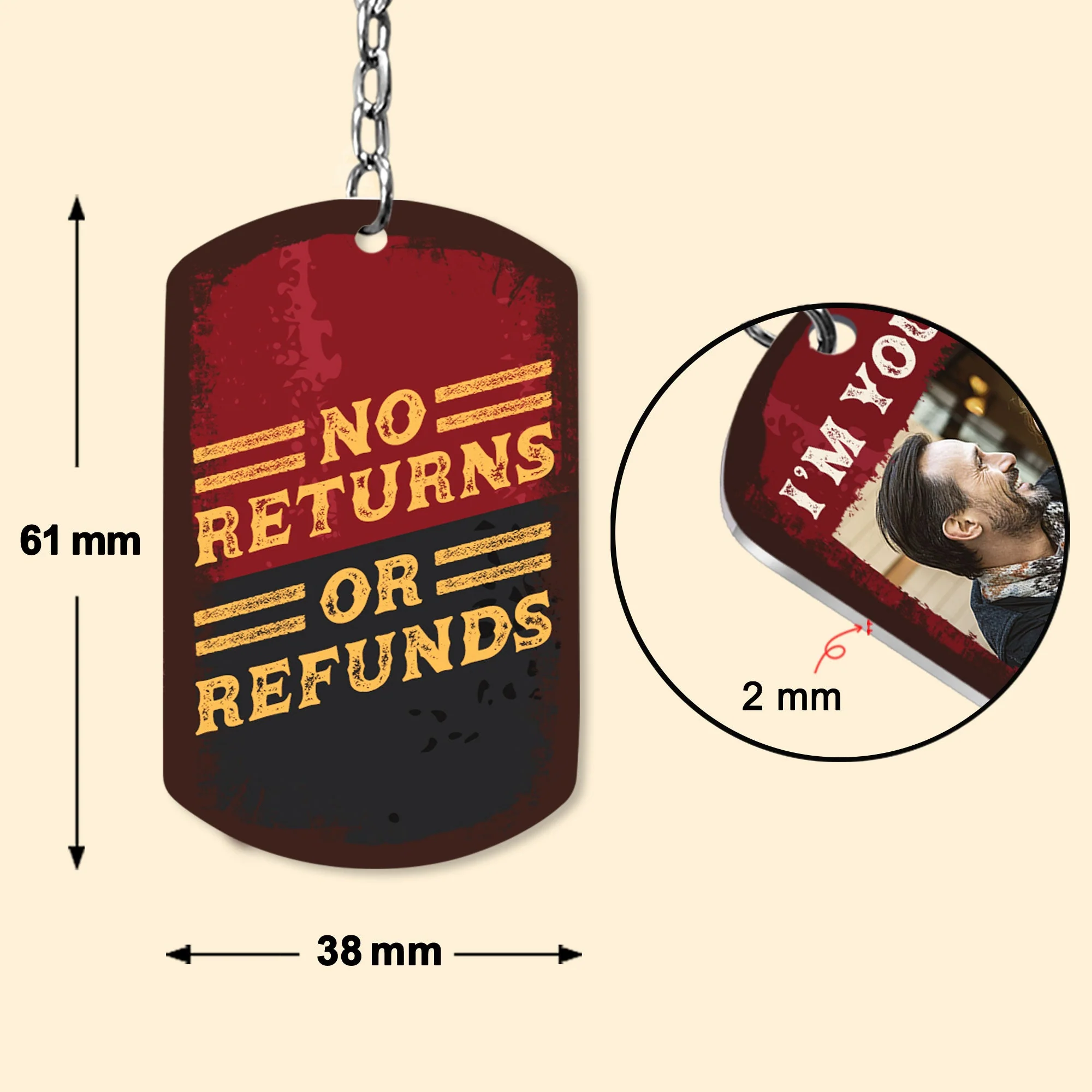 No Returns Or Refunds - Personalized Photo Keychain - Image 5