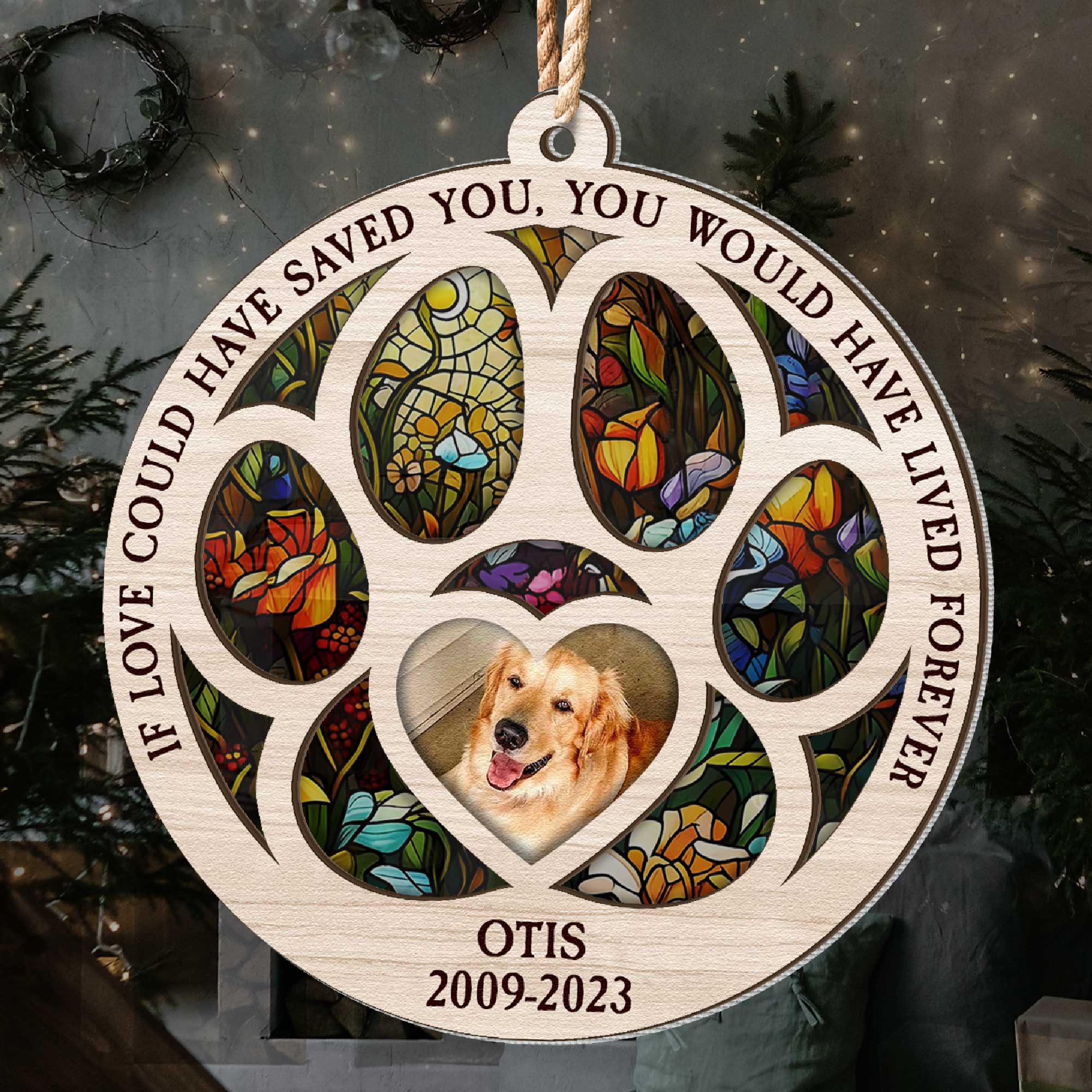 Ornament For Dog Who Passed Away - Personalized Photo Suncatcher Ornament - Image 4