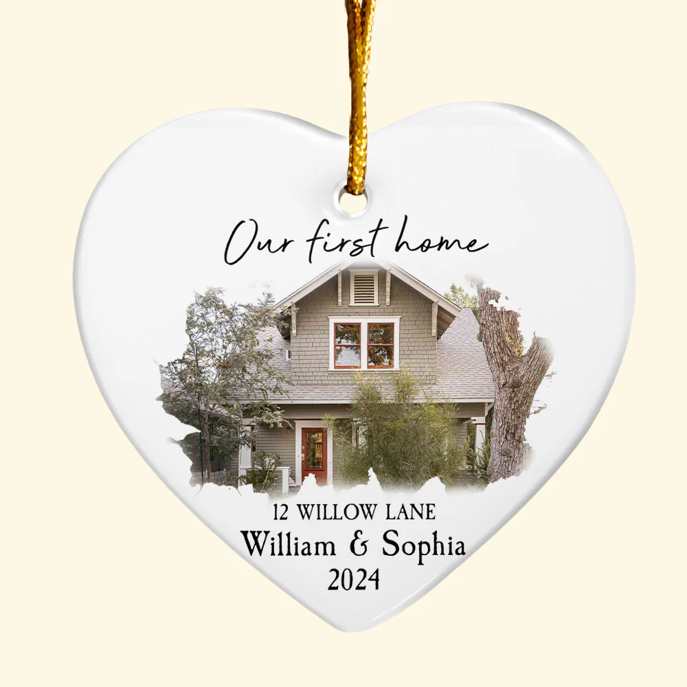 Our New Home - Personalized Heart Shaped Ceramic Photo Ornament - Image 5