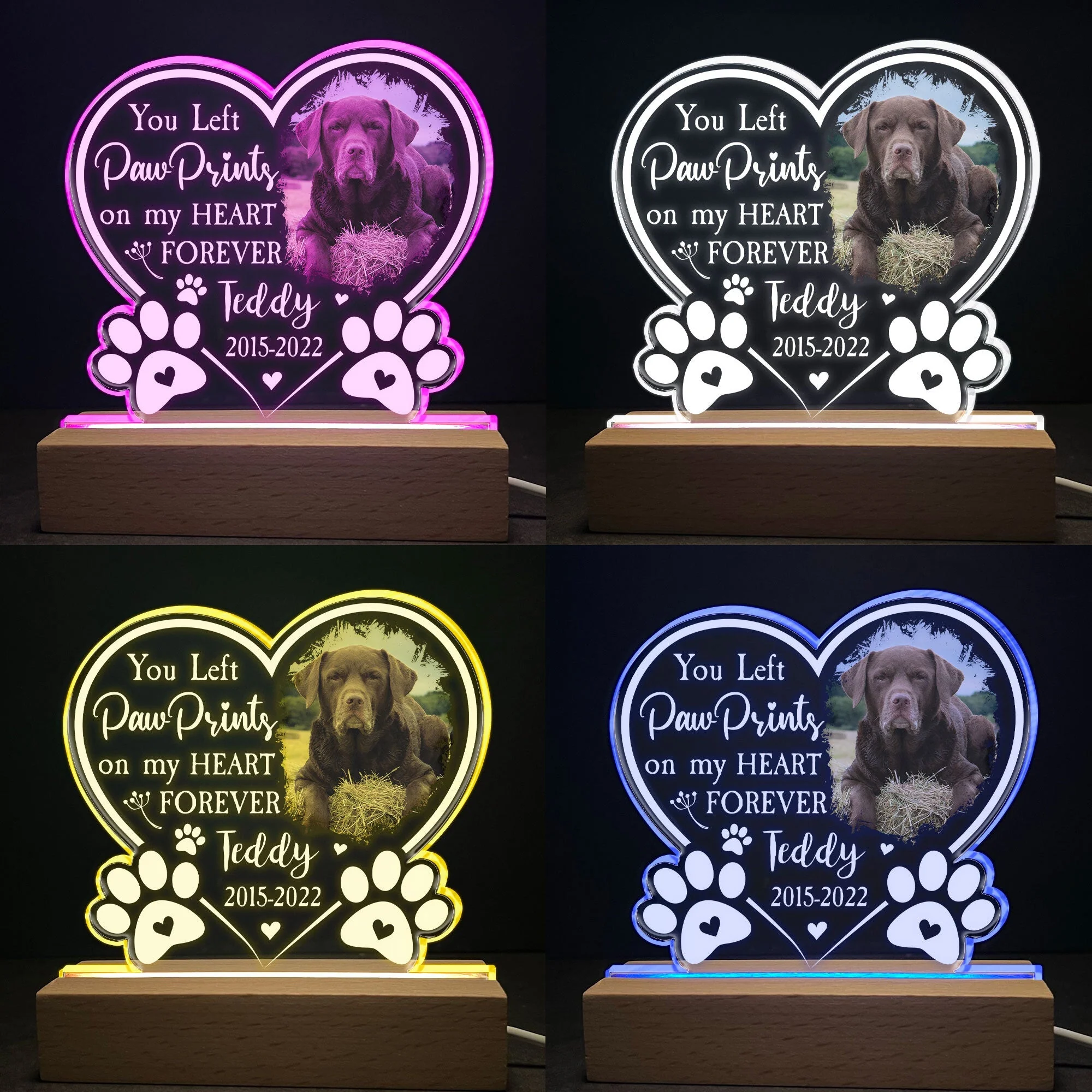 Paw Prints On My Heart - Personalized Photo LED Light - Image 5