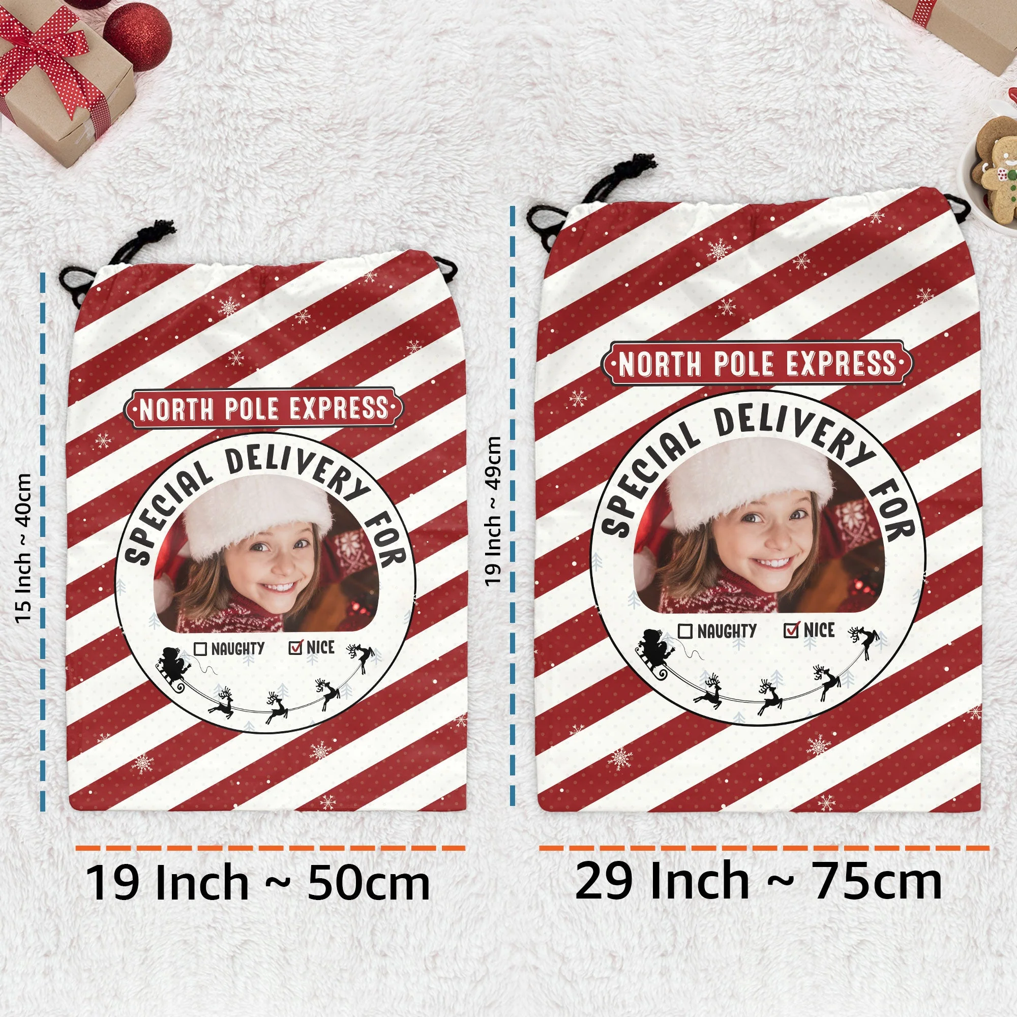(Photo Inserted) Santa Sack Christmas Gifts For Kid - Personalized Photo Christmas Sack - Image 4