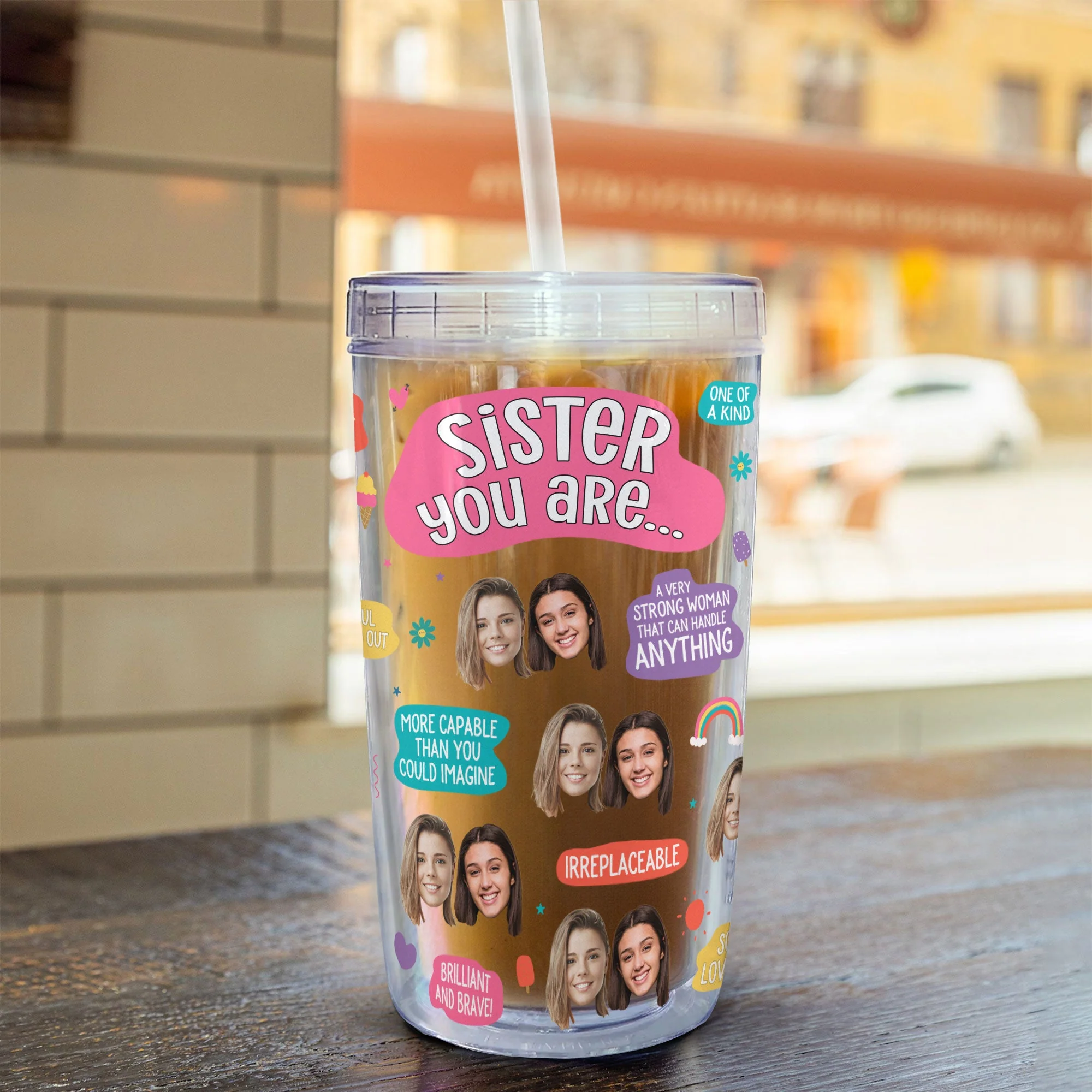 Sister You Are Amazing - Personalized Photo Acrylic Tumbler With Straw - Image 5