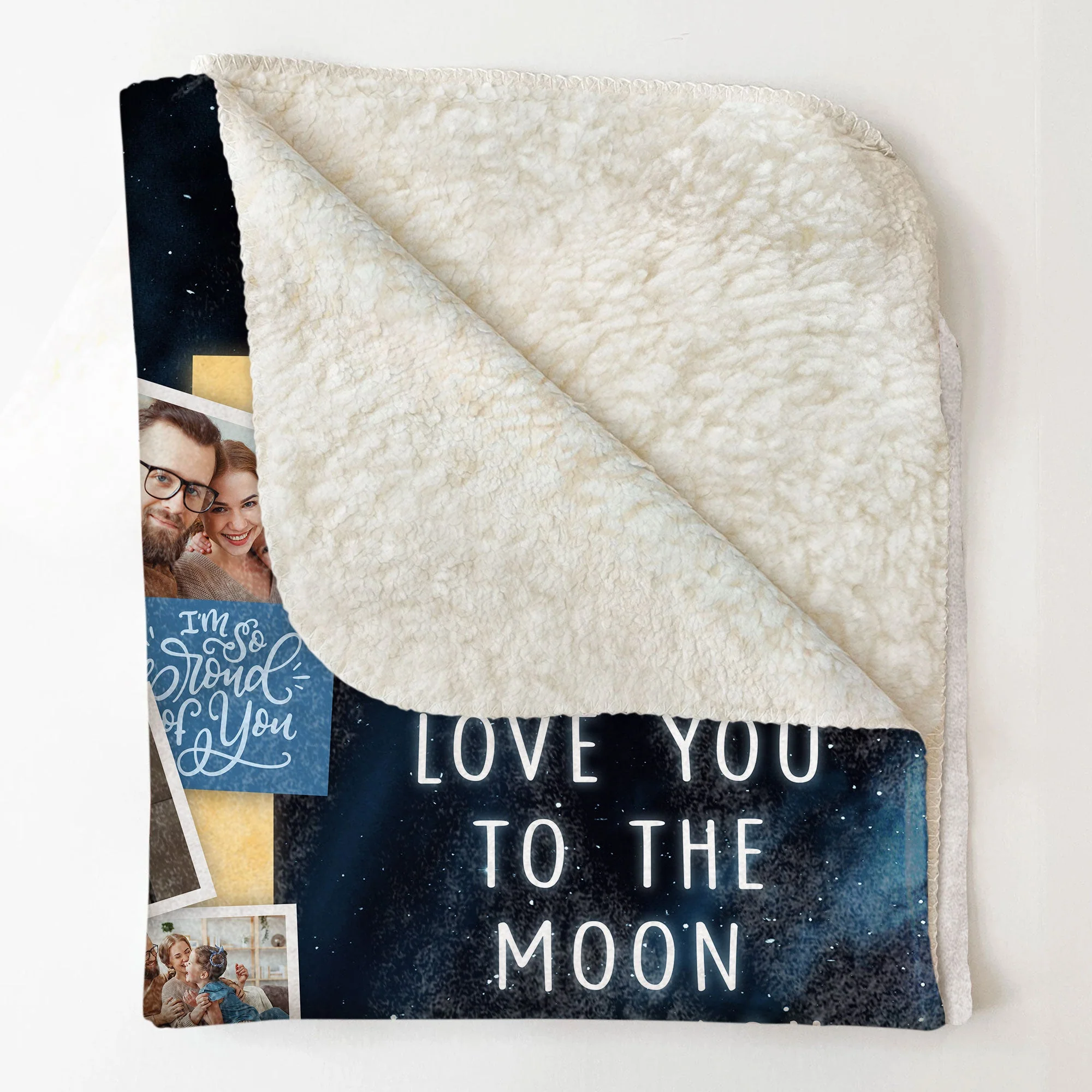 (Photo Inserted) To The Moon & Back - Personalized Photo Blanket - Image 5