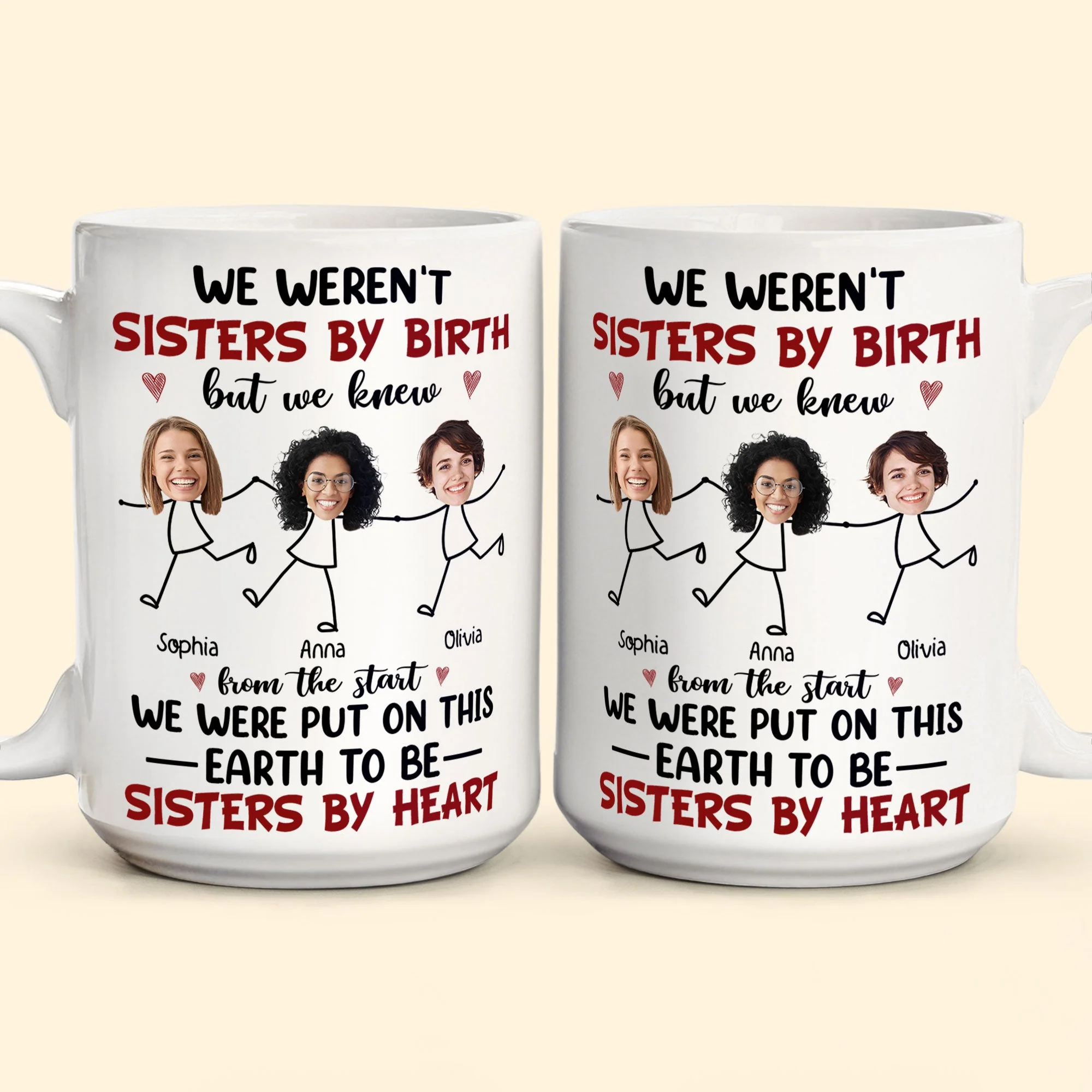 We Were Put On This Earth To Be Sisters By Heart - Personalized Photo Mug - Image 2