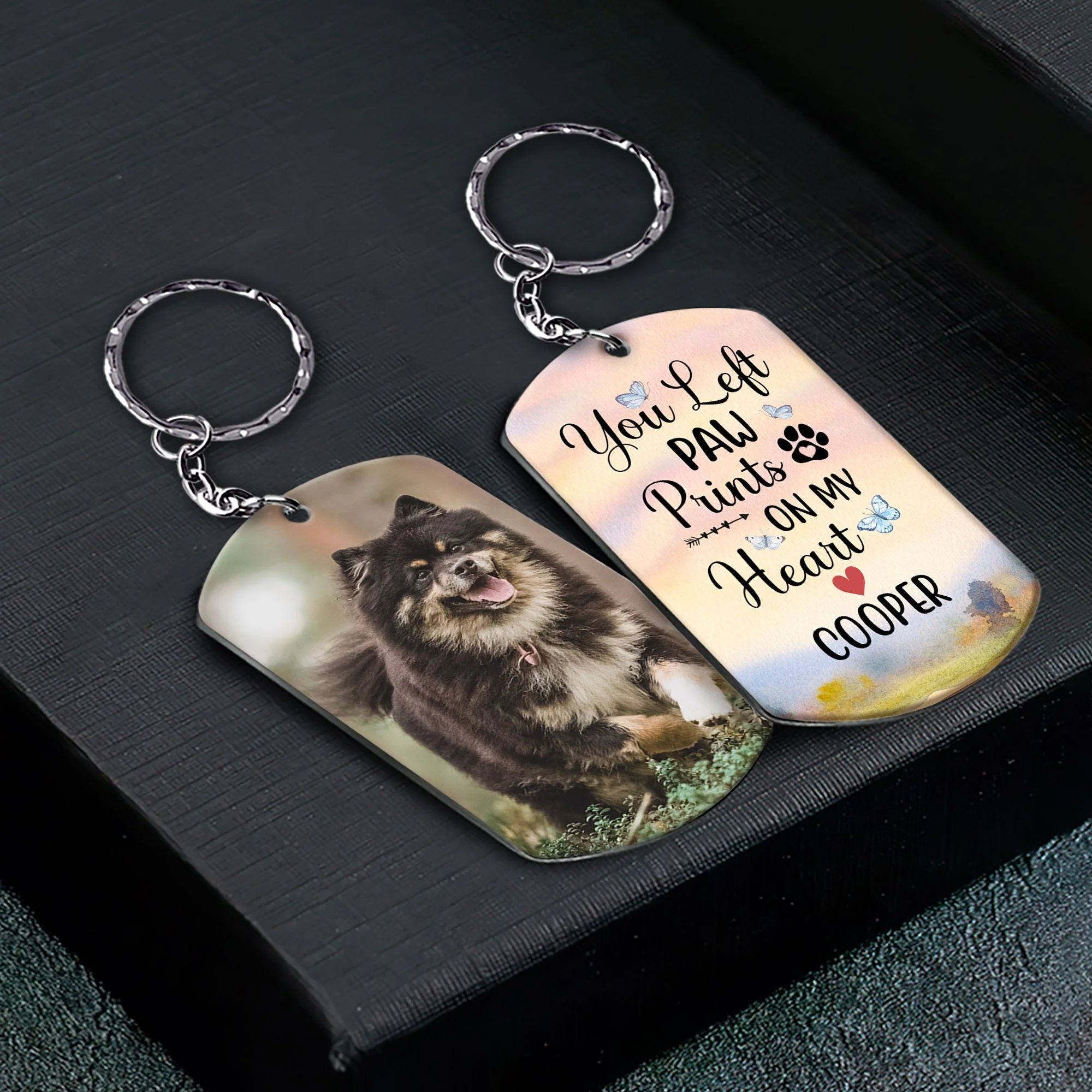 You Left Paw Prints On My Heart - Personalized Photo Keychain - Image 4