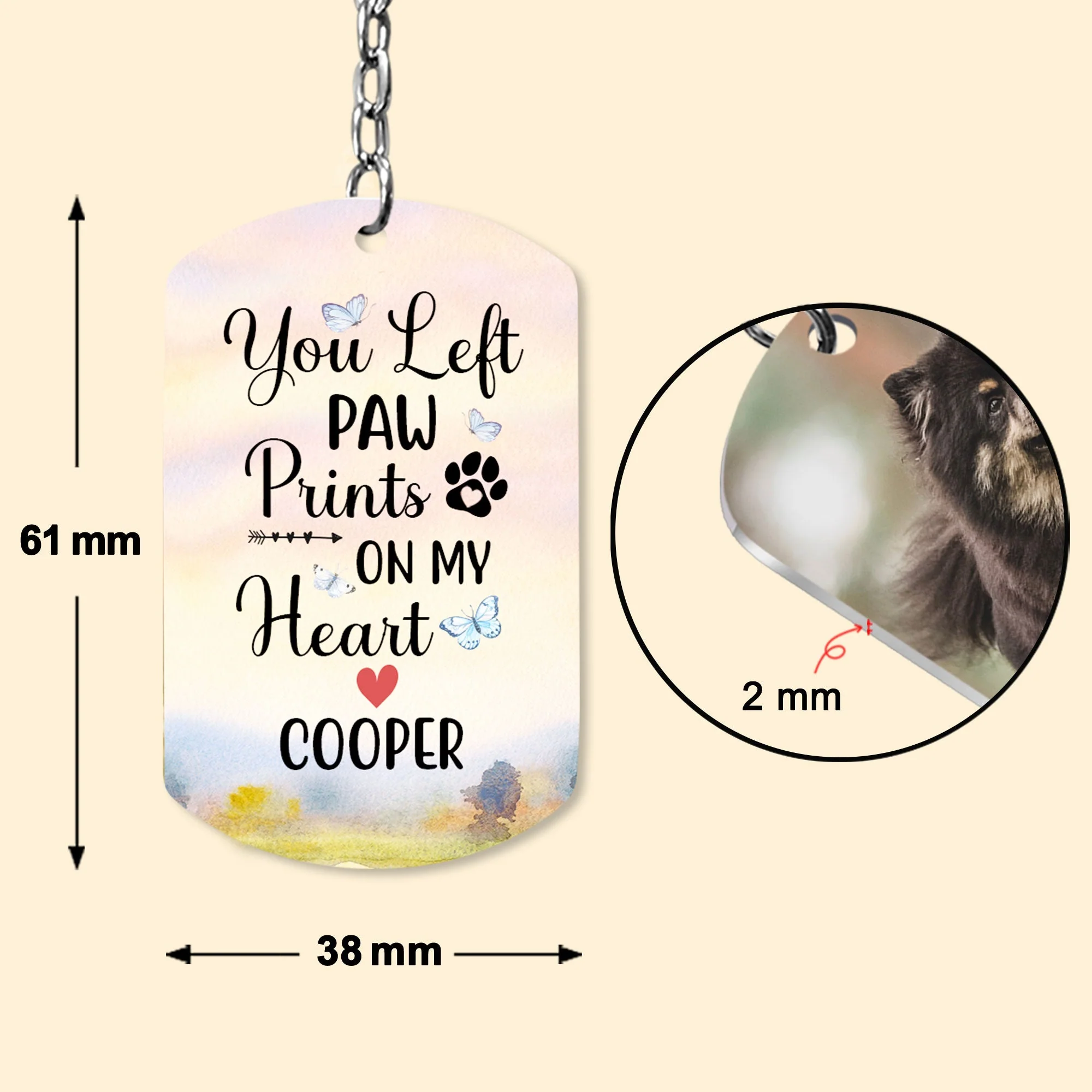 You Left Paw Prints On My Heart - Personalized Photo Keychain - Image 6