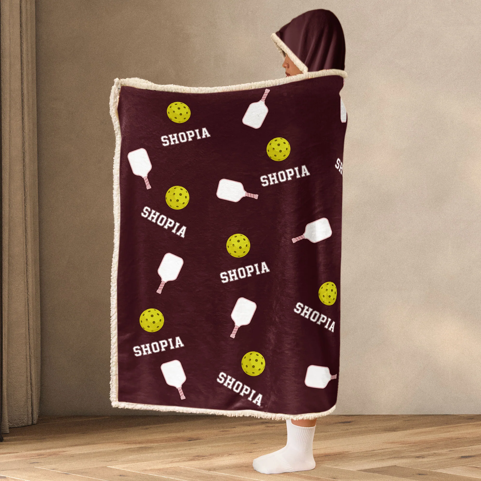 Pickleball Custom Name - Personalized Wearable Blanket Hoodie - Image 2