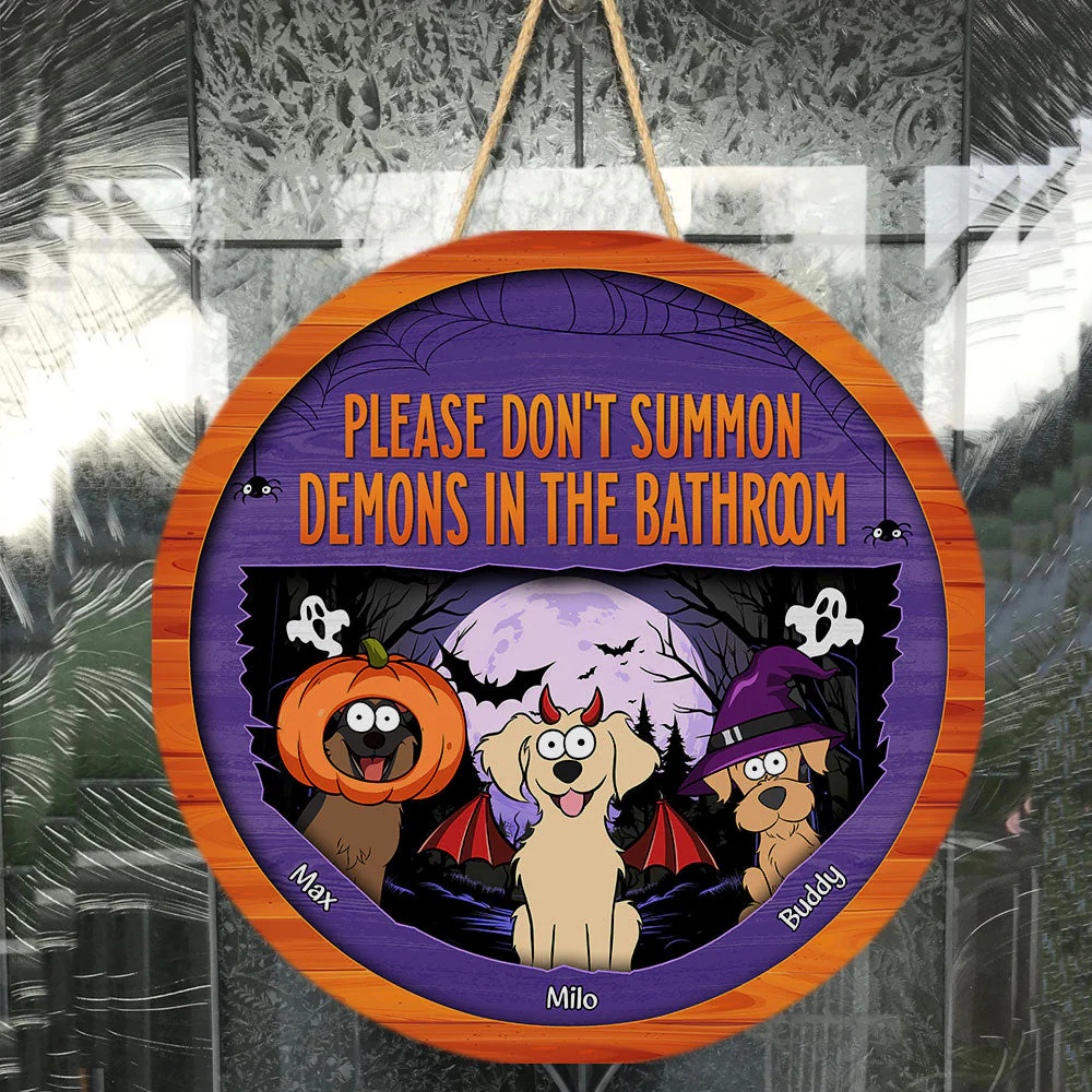 Please Don't Summon Demons - Personalized Round Wood Sign - Image 2