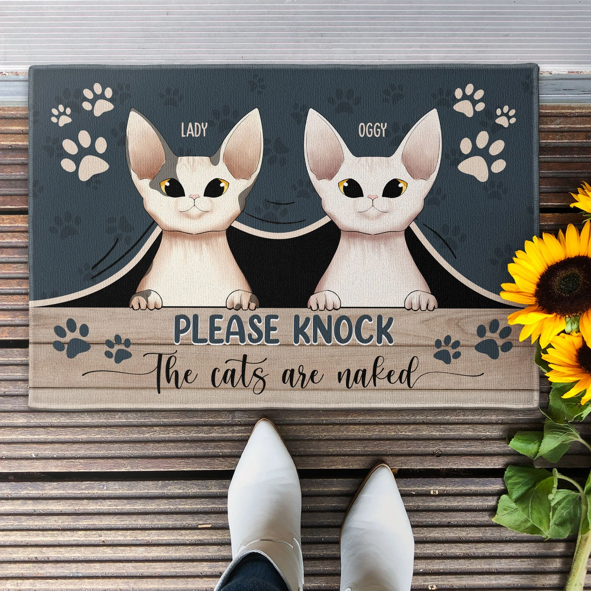 Please Knock The Pets Are Naked - Personalized Doormat - Image 2