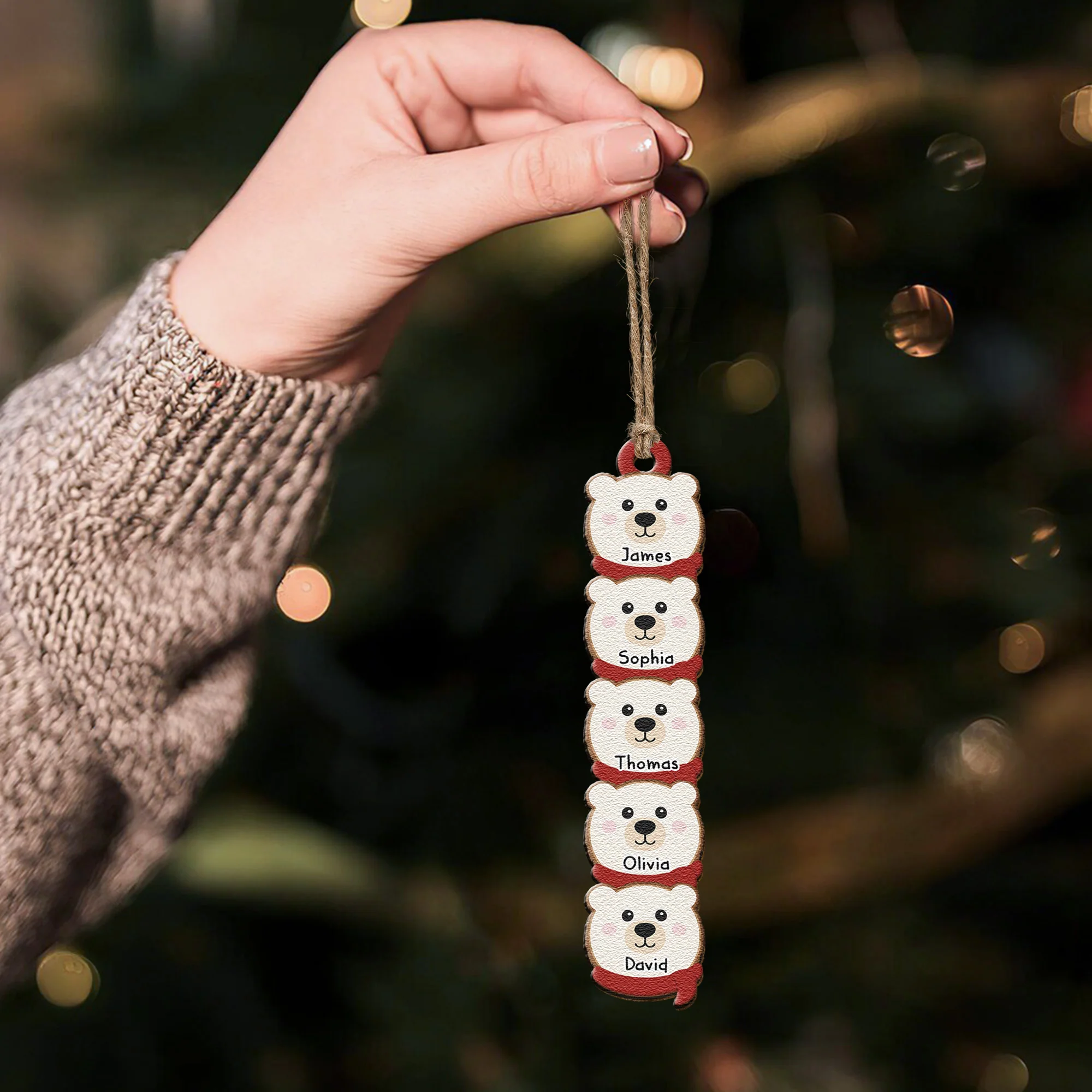 Polar Bear Family Personalized Christmas Gift - Personalized Family Ornament - Image 4