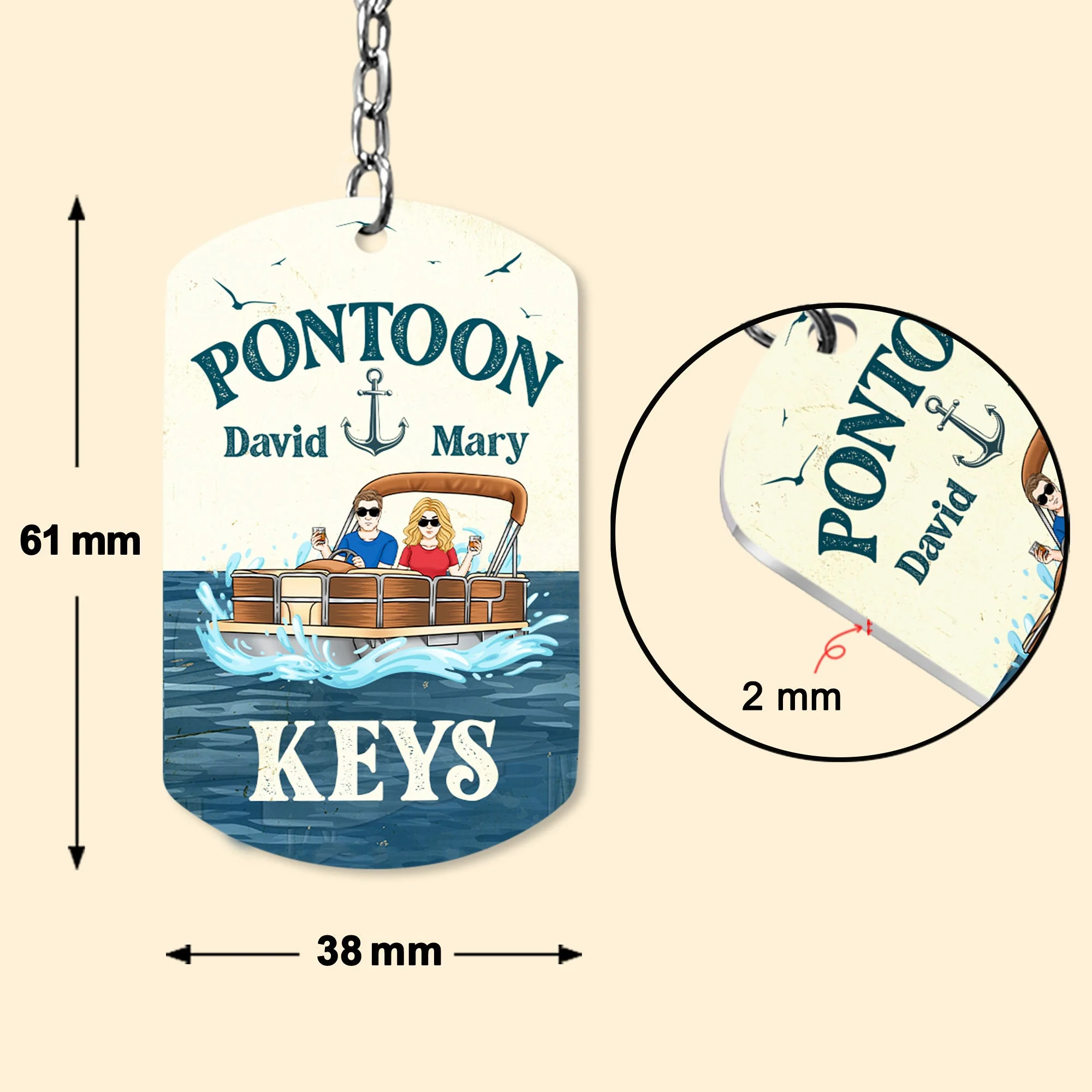 Pontoon Keys For Husband And Wife - Personalized Keychain - Image 4