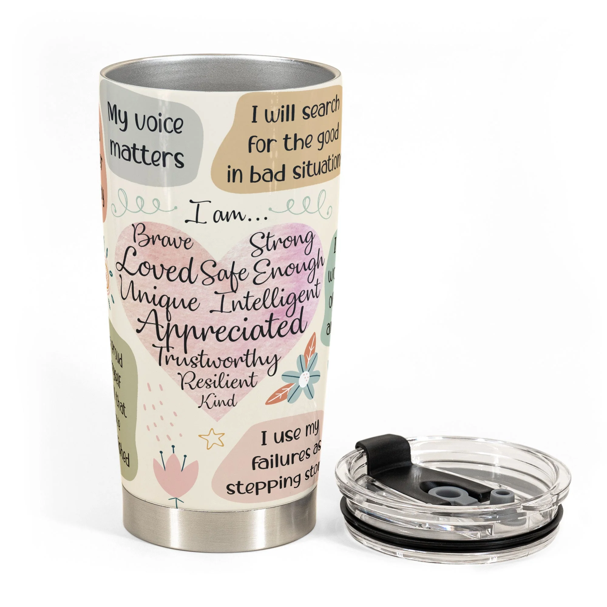 Positivity - Personalized Tumbler Cup - Note To Self, Mental Health - Image 3