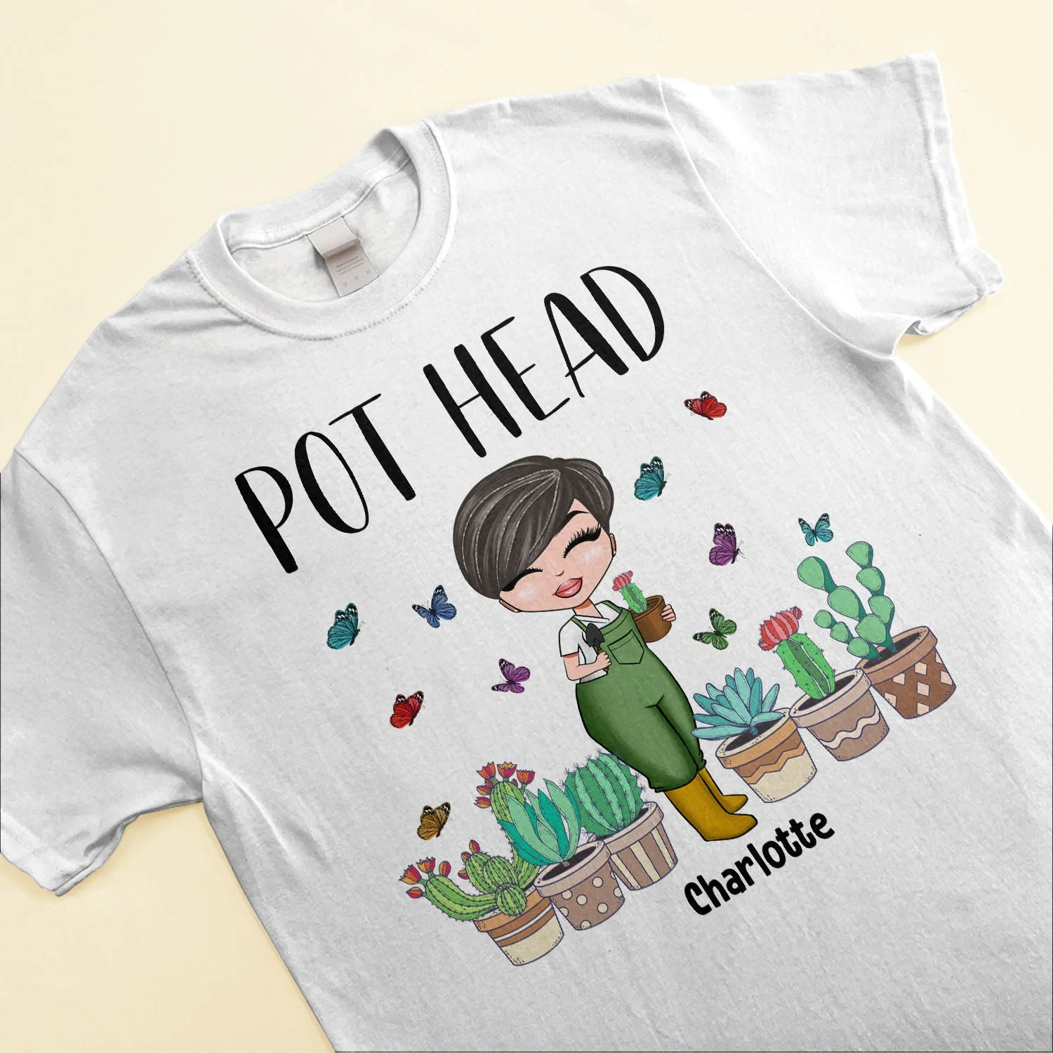 Pot Head - Personalized Shirt - Gift For Gardeners - Cartoon Gardener - Image 3