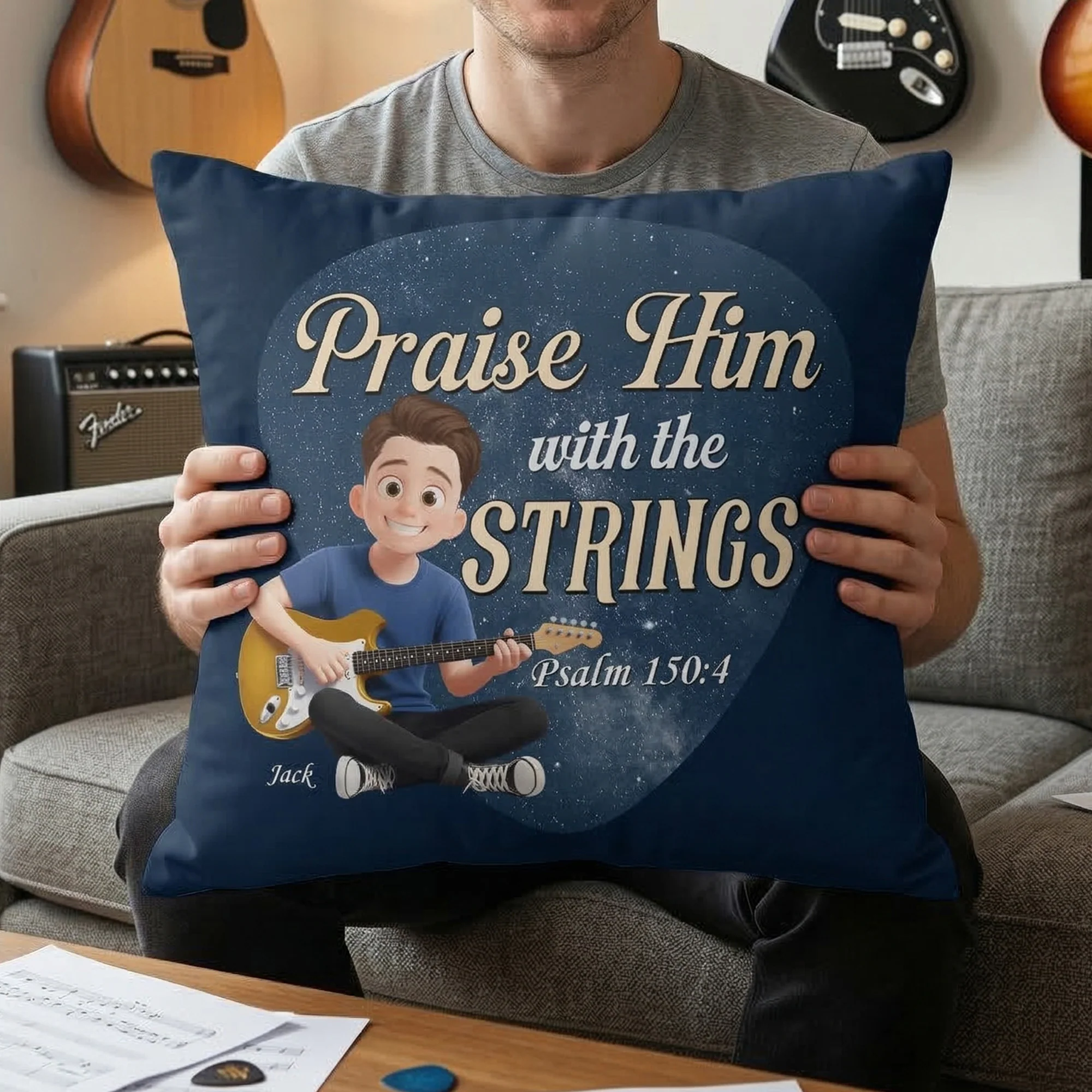 Praise Him With The Strings - Personalized Pillow - Image 2